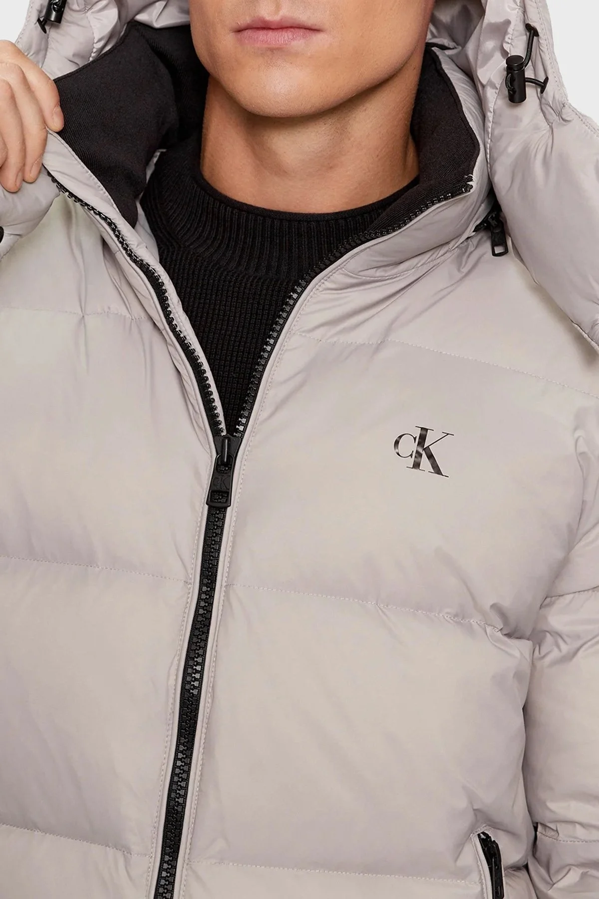 Calvin Klein Suya Dayanıklı Regular Fit Kuş Tüyü Dolgulu J30J323468PEE Erkek Mont J30J323468 PEE GRİ - 6