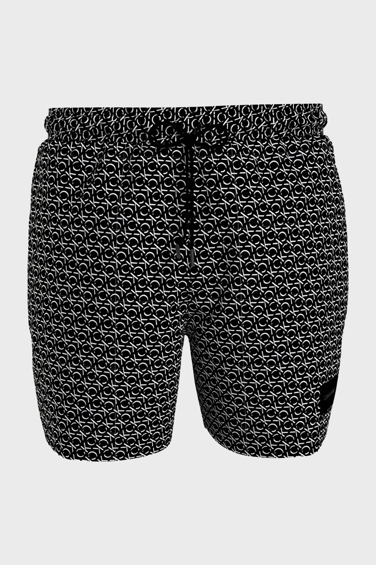 Calvin Klein Tamamı Logolu Deniz Şortu Belden Bağlamalı KM0KM009440GP Erkek Mayo Short KM0KM00944 0GP SİYAH - 1