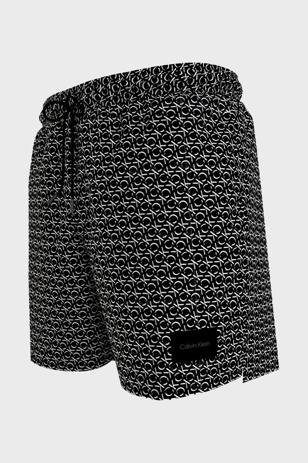 Calvin Klein Tamamı Logolu Deniz Şortu Belden Bağlamalı KM0KM009440GP Erkek Mayo Short KM0KM00944 0GP SİYAH - 3