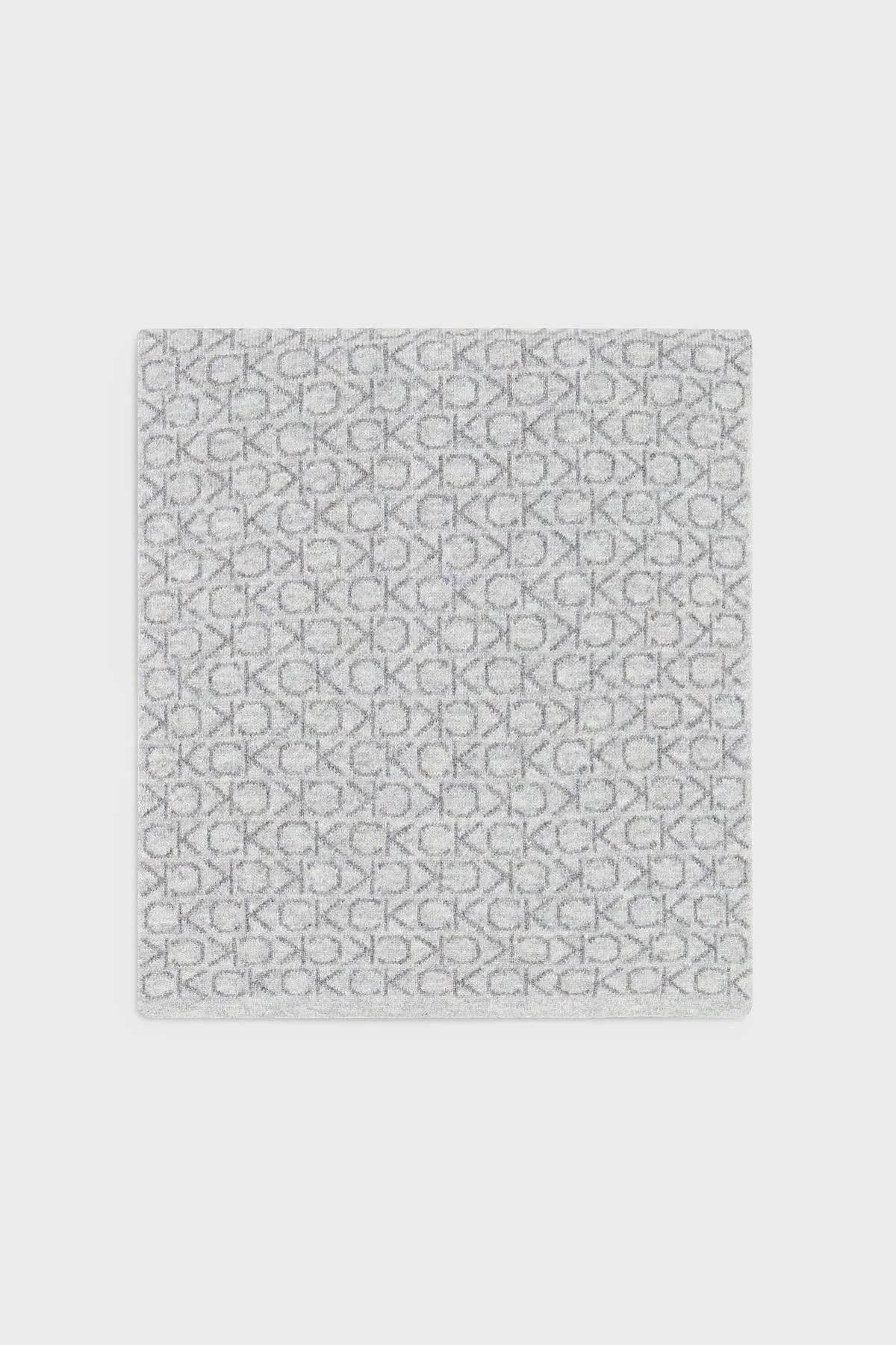 Calvin Klein Tamamı Logolu Kaşmir ve Yün Karışımlı K50K509703PTR Erkek Atkı K50K509703 PTR GRİ - 1