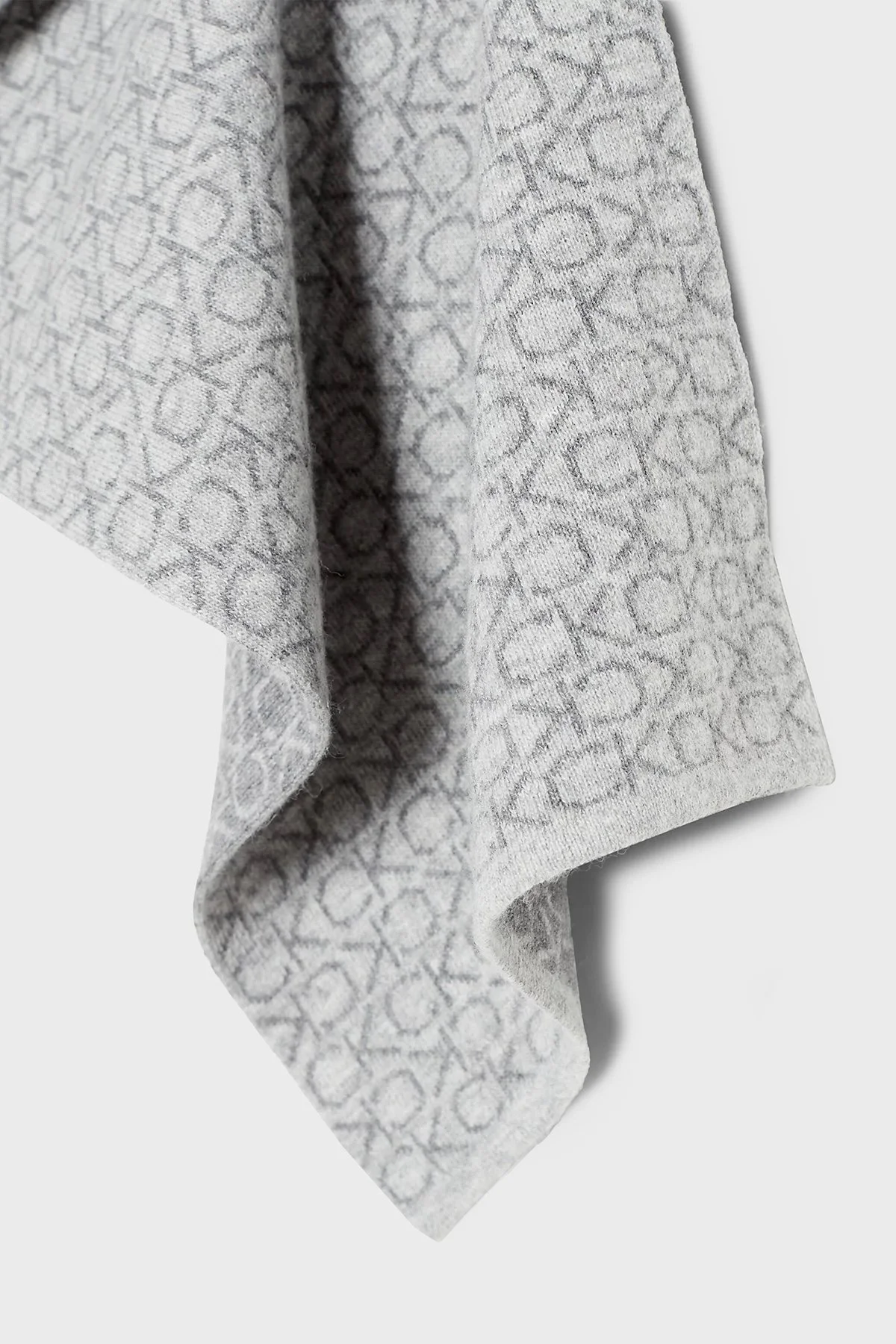 Calvin Klein Tamamı Logolu Kaşmir ve Yün Karışımlı K50K509703PTR Erkek Atkı K50K509703 PTR GRİ - 2