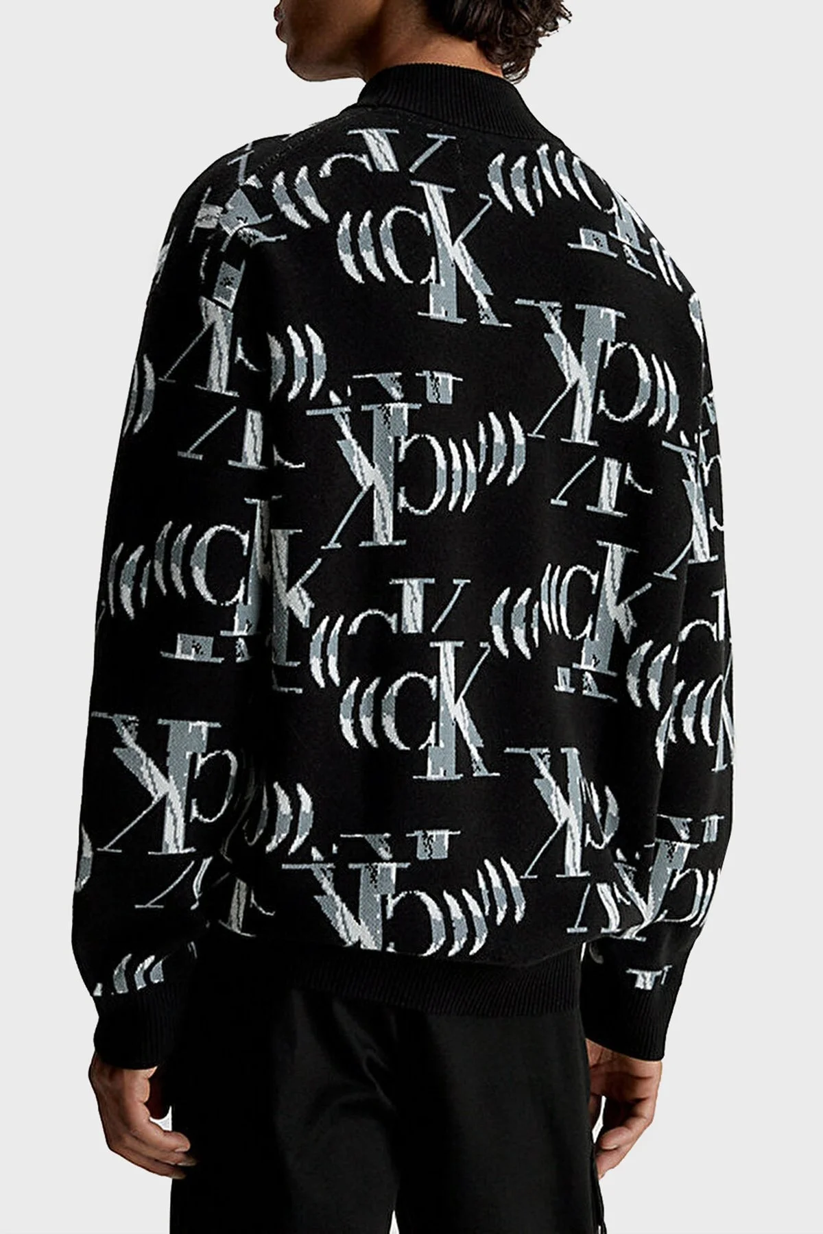 Calvin Klein Tamamı Logolu Pamuklu Yarım Balıkçı Regular Fit J30J3247880GS Erkek Kazak J30J324788 0GS SİYAH-BEYAZ - 2