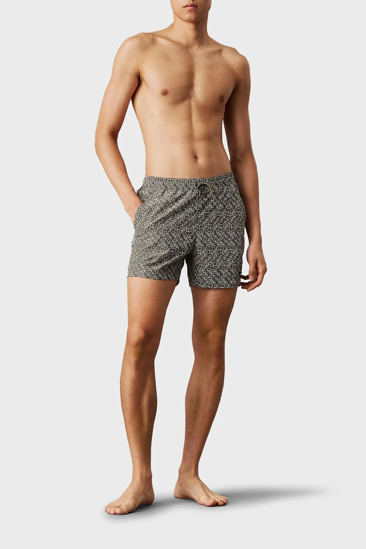 Calvin Klein Tamamı Logolu Regular Fit KM0KM011200IA Erkek Mayo Short KM0KM01120 0IA YEŞİL - 7