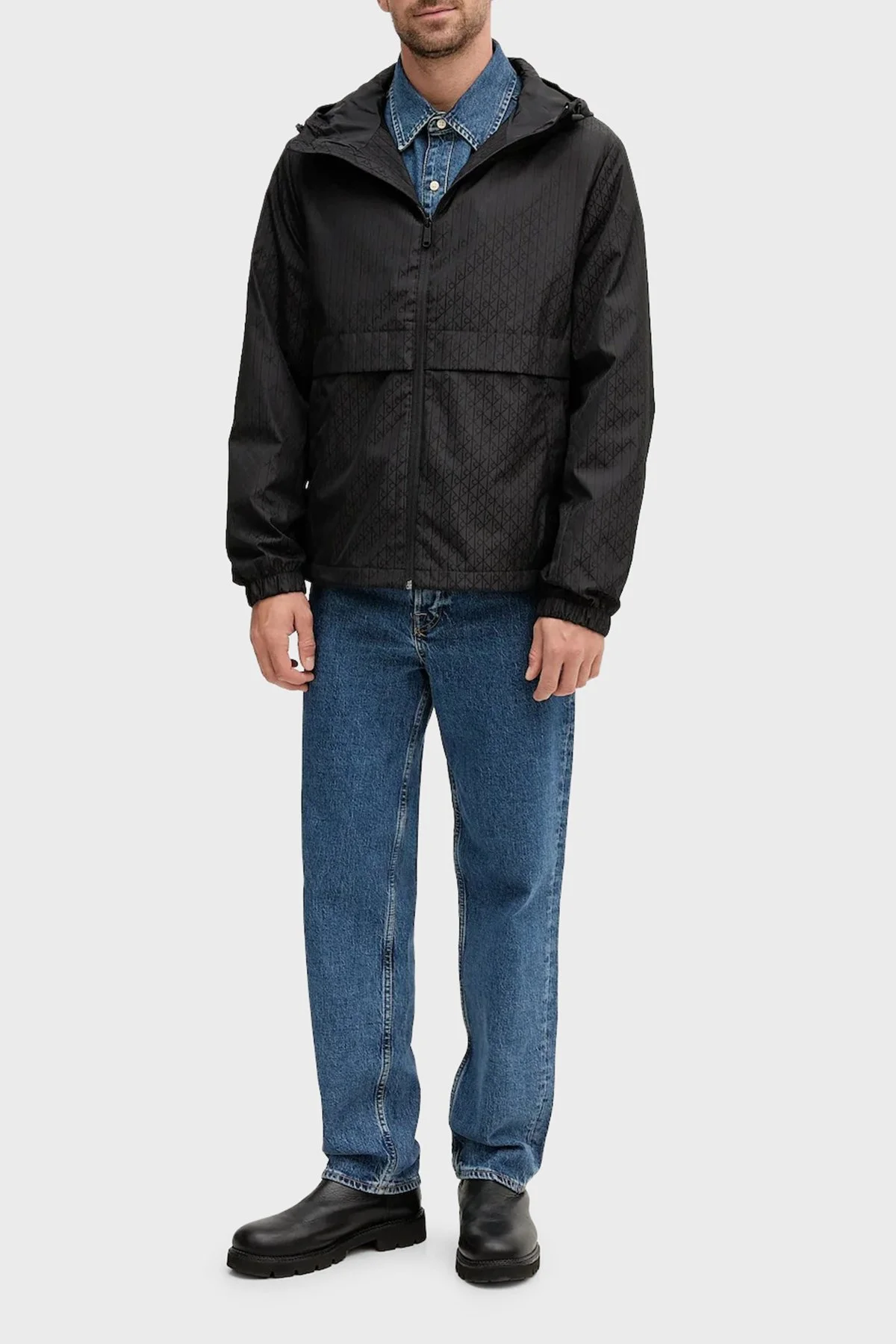 Calvin Klein Tamamı Logolu Relaxed Fit Kapüşonlu LV04RD510GUB1 Erkek Mont LV04RD510G UB1 SİYAH - 2