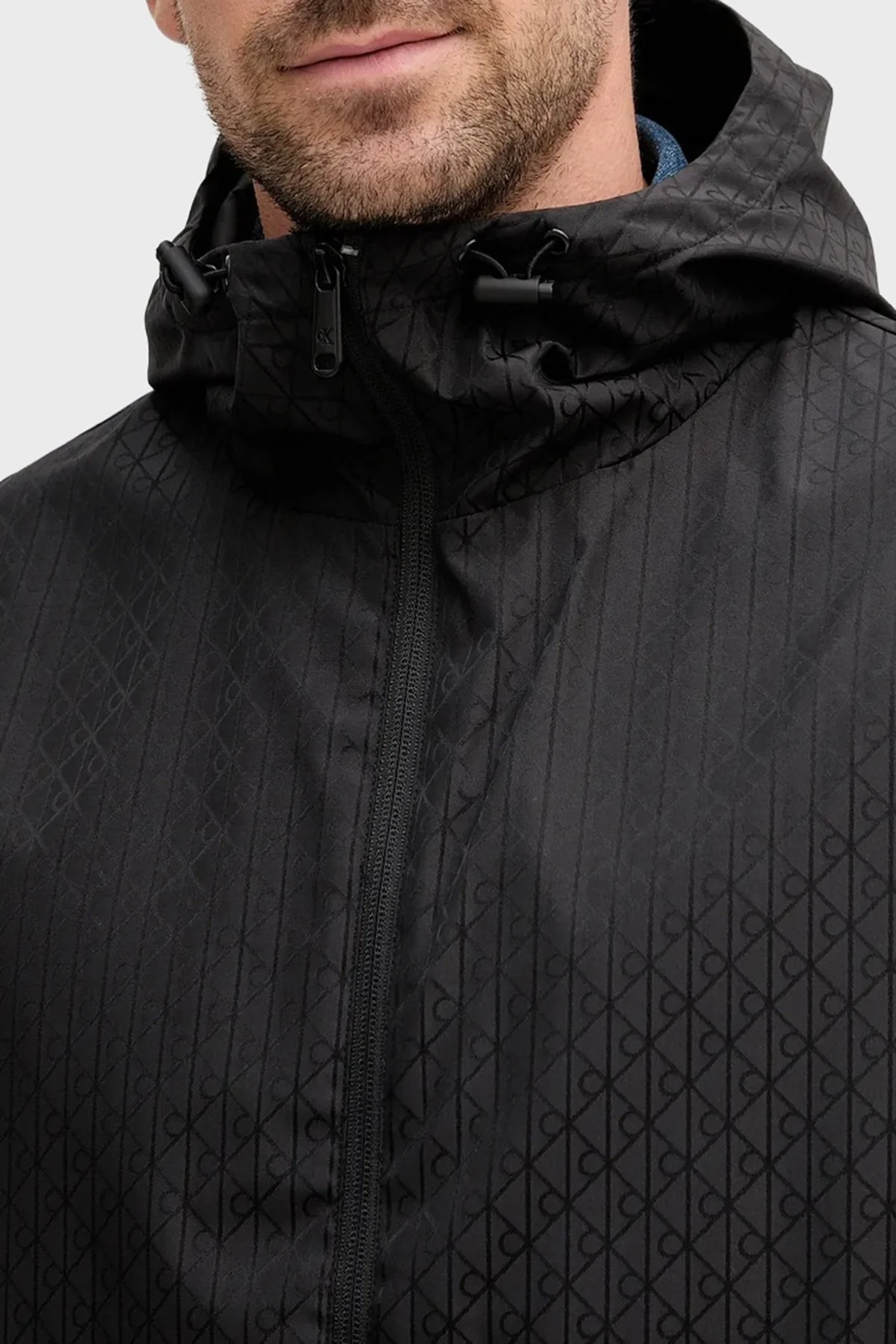 Calvin Klein Tamamı Logolu Relaxed Fit Kapüşonlu LV04RD510GUB1 Erkek Mont LV04RD510G UB1 SİYAH - 5