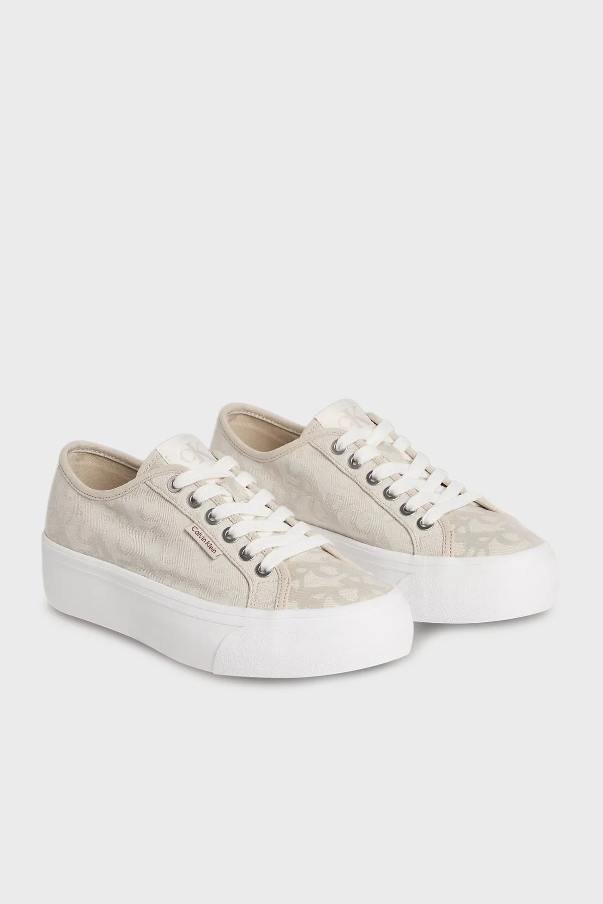 Calvin Klein Tamamı Logolu Sneaker YW0YW019650GA Bayan Ayakkabı YW0YW01965 0GA BEJ - 2