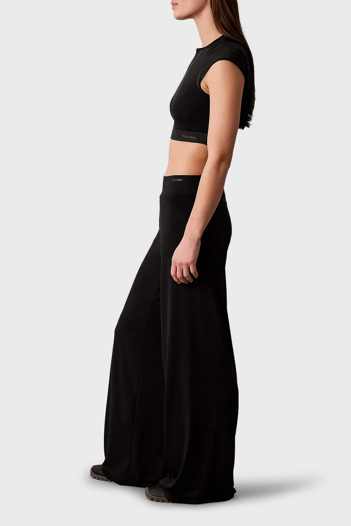 Calvin Klein Wide Leg Fit Logolu Yüksek Bel LVGWS6P654UB1 Bayan Pantolon LVGWS6P654 UB1 SİYAH - 4