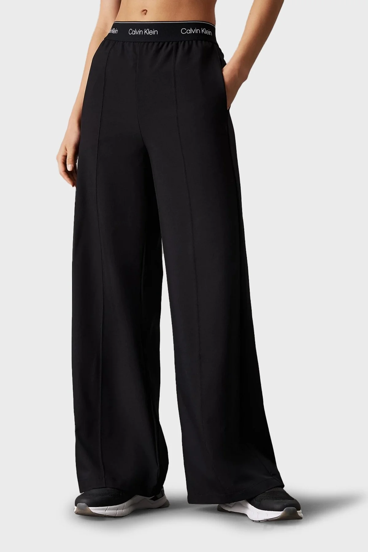 Calvin Klein Wide Leg Logolu Normal Bel Bol Paça 00GWF4P606UB1 Bayan Pantolon 00GWF4P606 UB1 SİYAH - 5