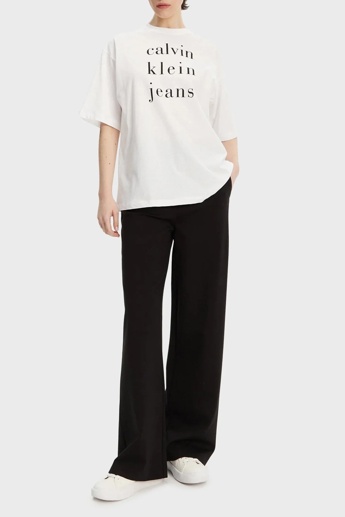 Calvin Klein Wide Leg Orta Yüksek Bel Geniş Paça J20J225334BEH Bayan Pantolon J20J225334 BEH SİYAH - 8