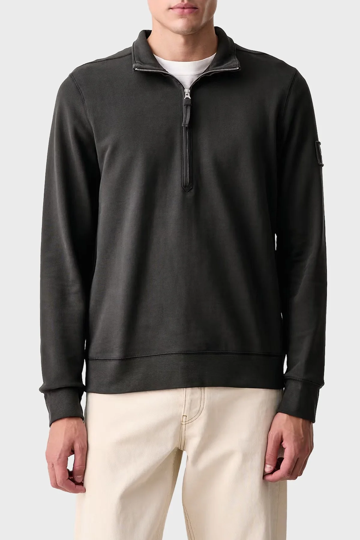 Calvin Klein Yarım Fermuarlı Aplike Logolu shirt LV04RJ203G8MN Erkek Sweat LV04RJ203G 8MN Antrasit - 1