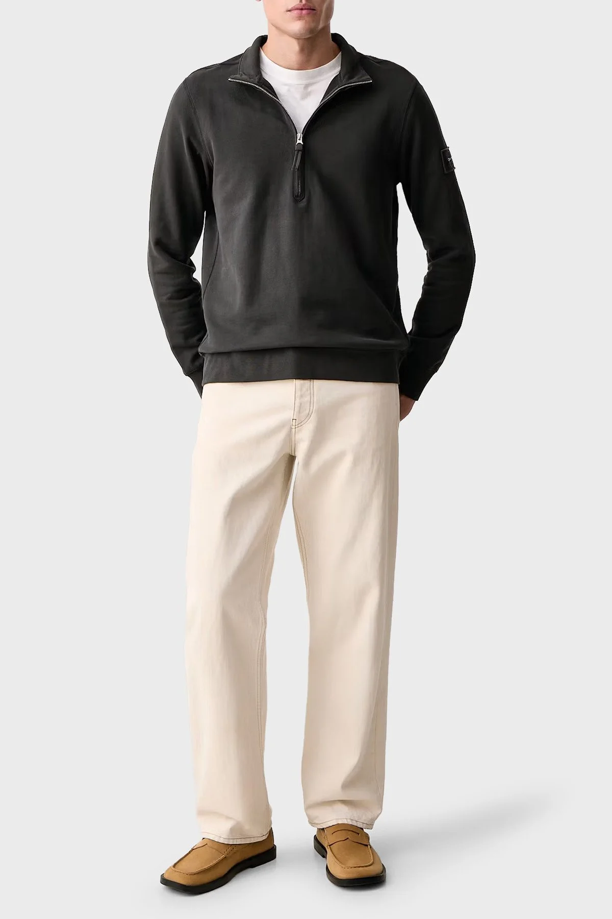 Calvin Klein Yarım Fermuarlı Aplike Logolu shirt LV04RJ203G8MN Erkek Sweat LV04RJ203G 8MN Antrasit - 2