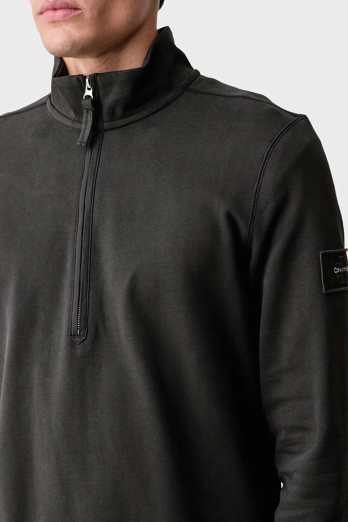 Calvin Klein Yarım Fermuarlı Aplike Logolu shirt LV04RJ203G8MN Erkek Sweat LV04RJ203G 8MN Antrasit - 4