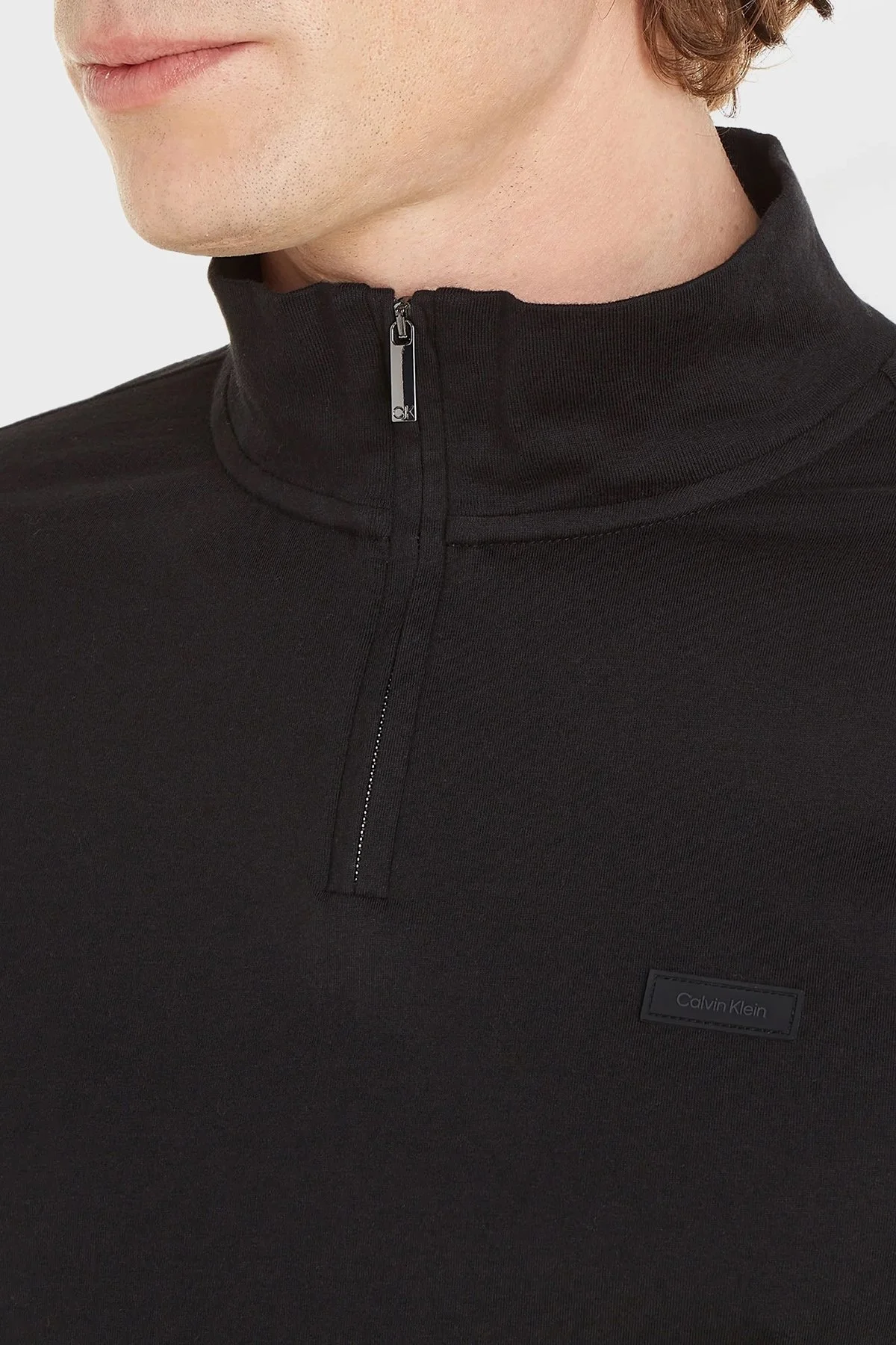 Calvin Klein Yarım Fermuarlı Dik Yaka Pamuklu Regular Fit K10K111857BEH Erkek Sweat K10K111857 BEH SİYAH - 3