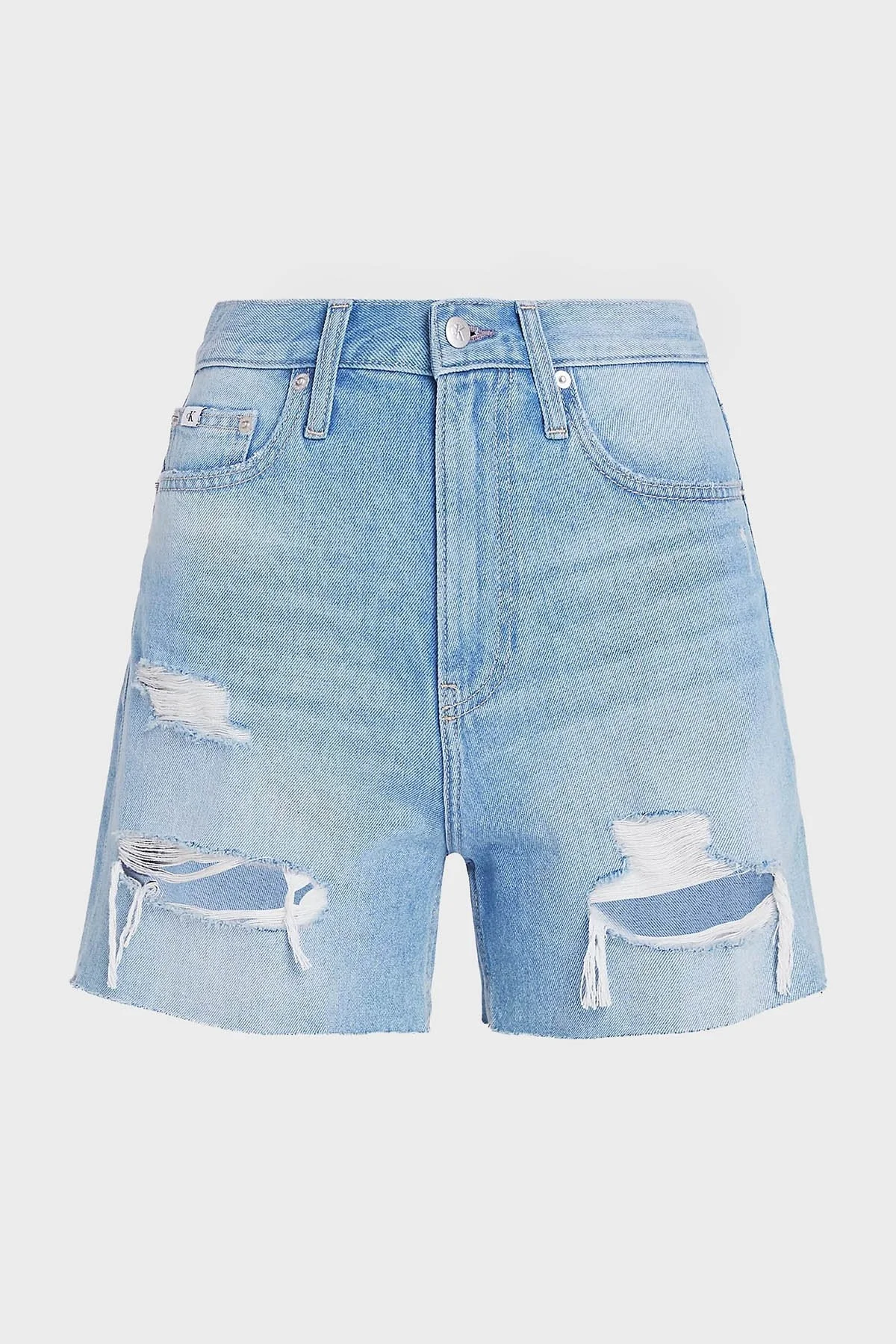 Calvin Klein Yırtık Detaylı Yüksek Bel Mom Denim J20J2228031AA Bayan Short J20J222803 1AA AÇIK MAVİ - 5