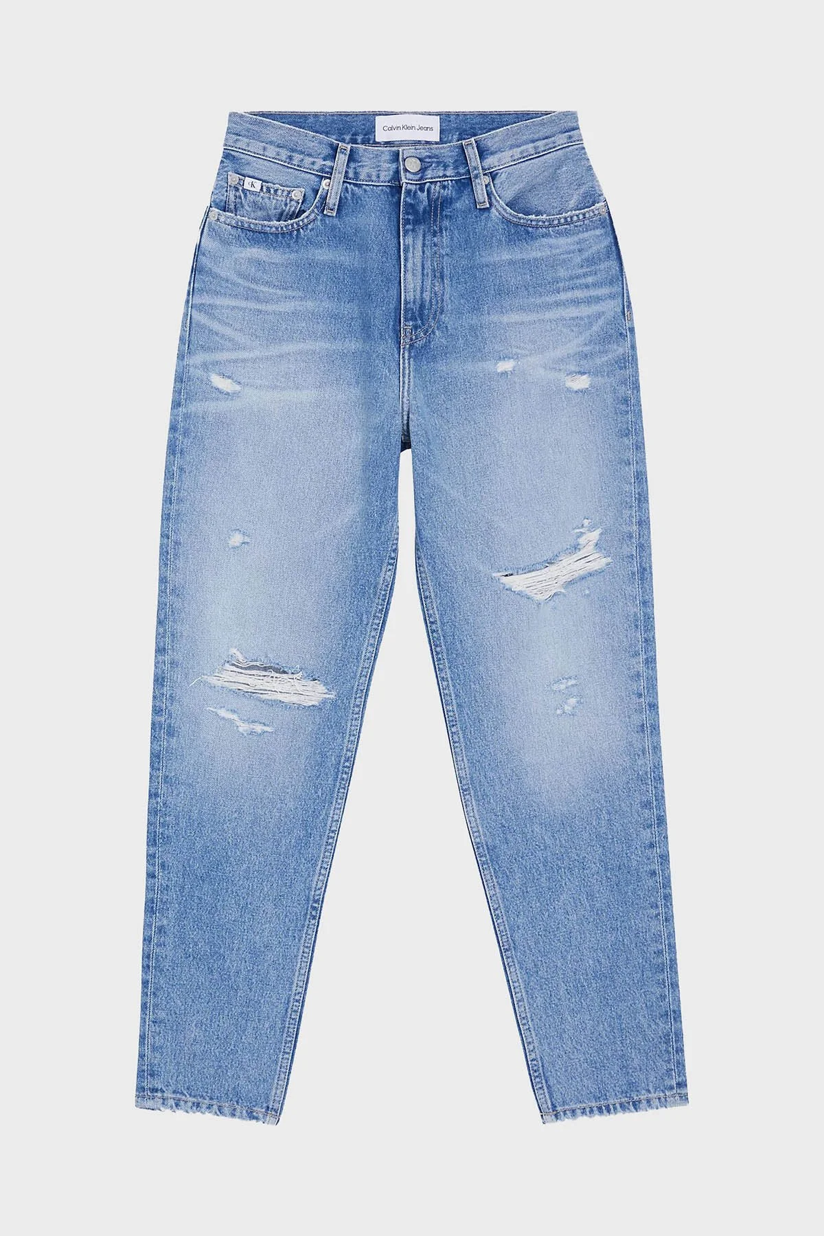 Calvin Klein Yırtık Detaylı Yüksek Bel Mom Jeans J20J2233101AA Bayan Kot Pantolon J20J223310 1AA AÇIK MAVİ - 10