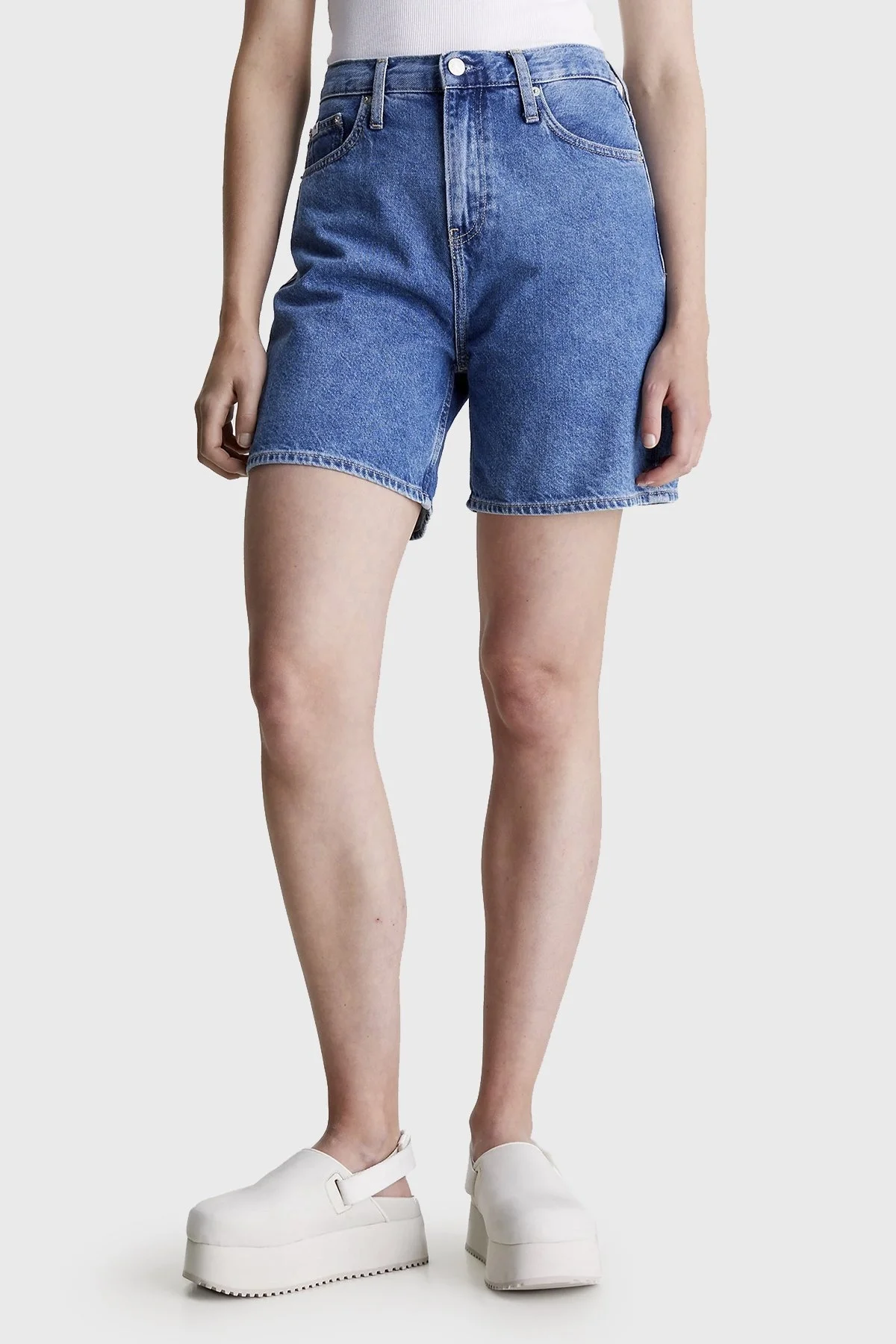 Calvin Klein Yüksek Bel Mom Denim J20J2228011A4 Bayan Short J20J222801 1A4 MAVİ - 2