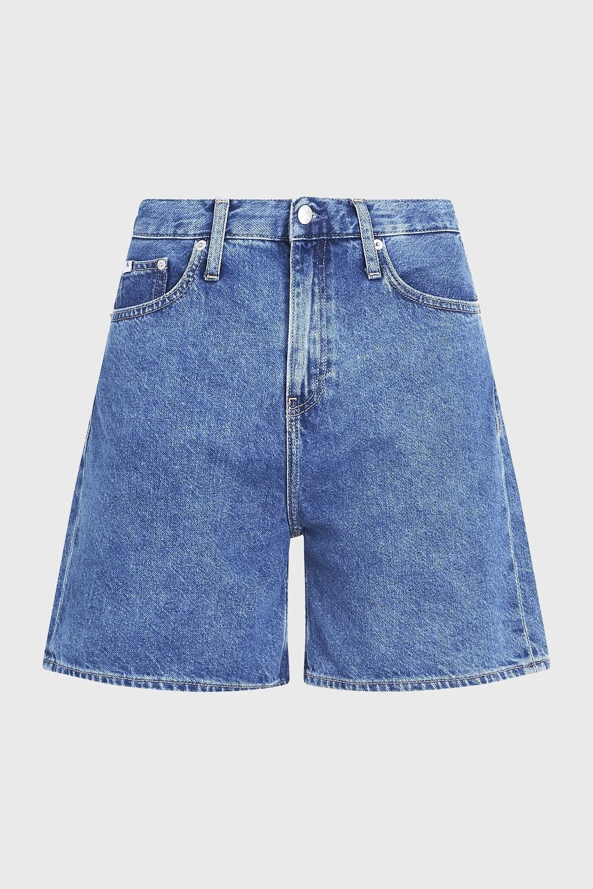 Calvin Klein Yüksek Bel Mom Denim J20J2228011A4 Bayan Short J20J222801 1A4 MAVİ - 6