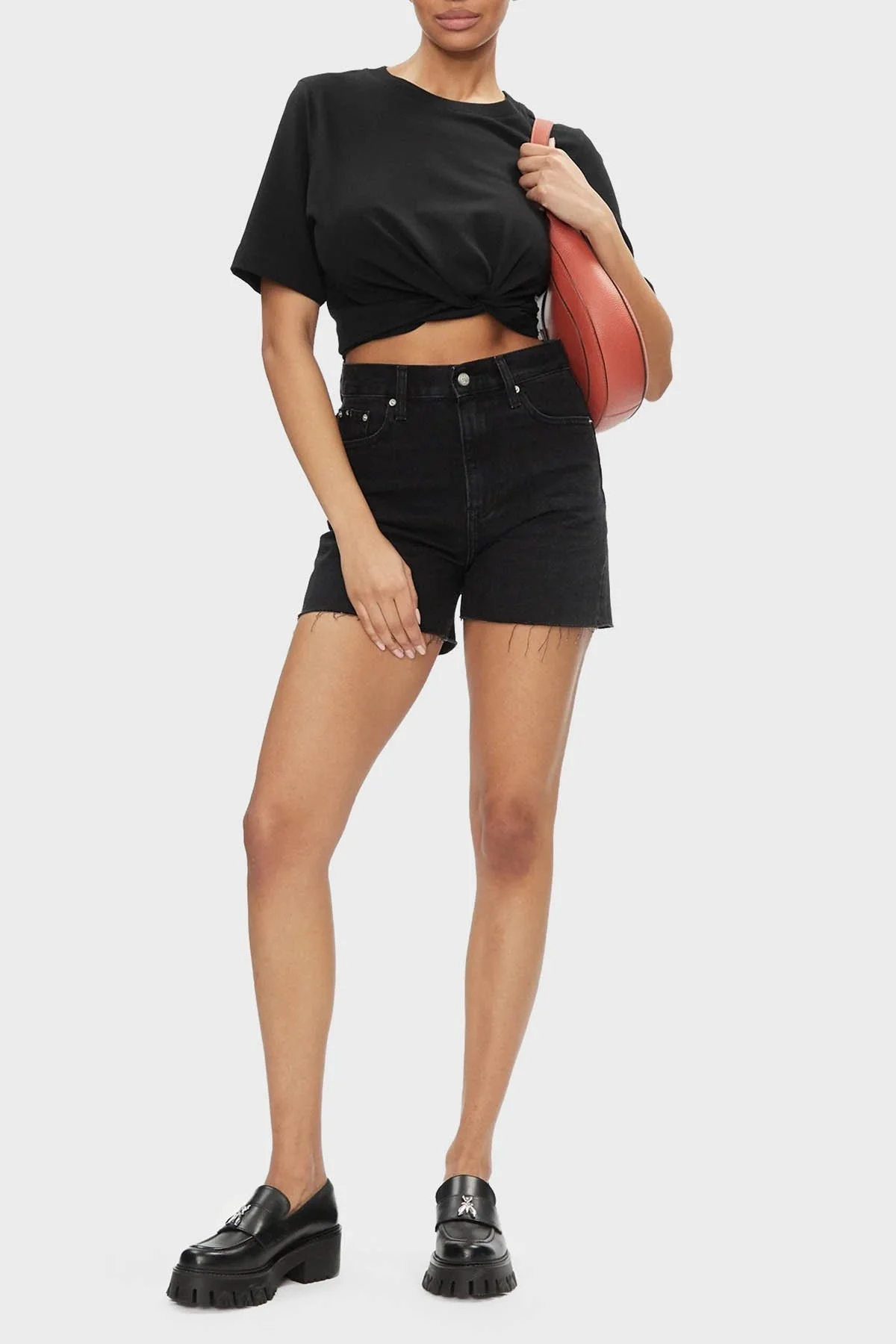 Calvin Klein Yüksek Bel Mom Denim J20J2228121BY Bayan Short J20J222812 1BY SİYAH - 6