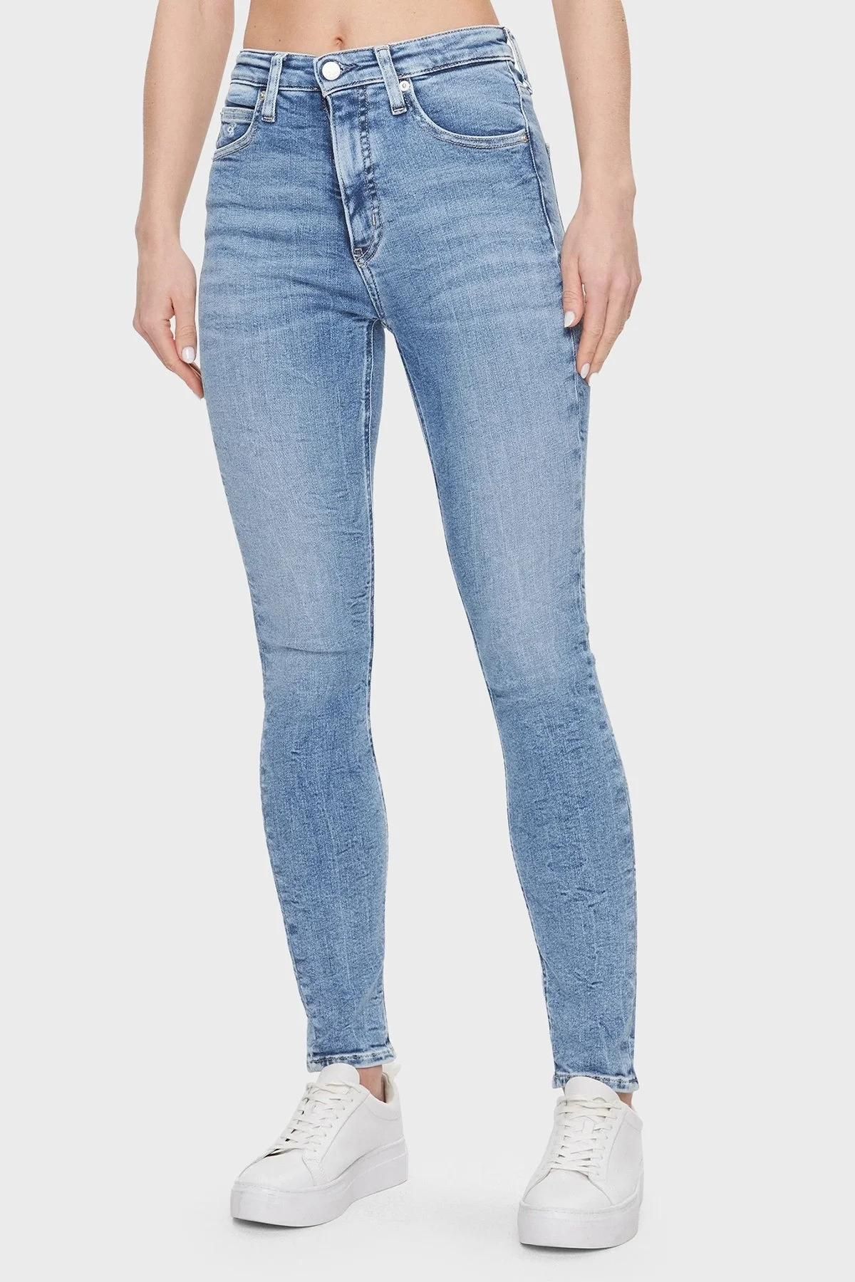 Calvin Klein Streç Pamuklu Yüksek Bel Süper Skinny Fit Jeans Bayan Kot Pantolon J20J221226 1A4 MAVİ - 1