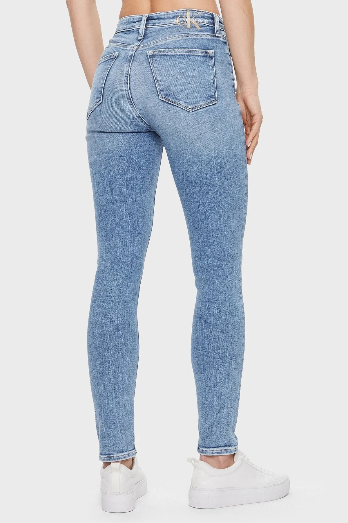 Calvin Klein Streç Pamuklu Yüksek Bel Süper Skinny Fit Jeans Bayan Kot Pantolon J20J221226 1A4 MAVİ - 2