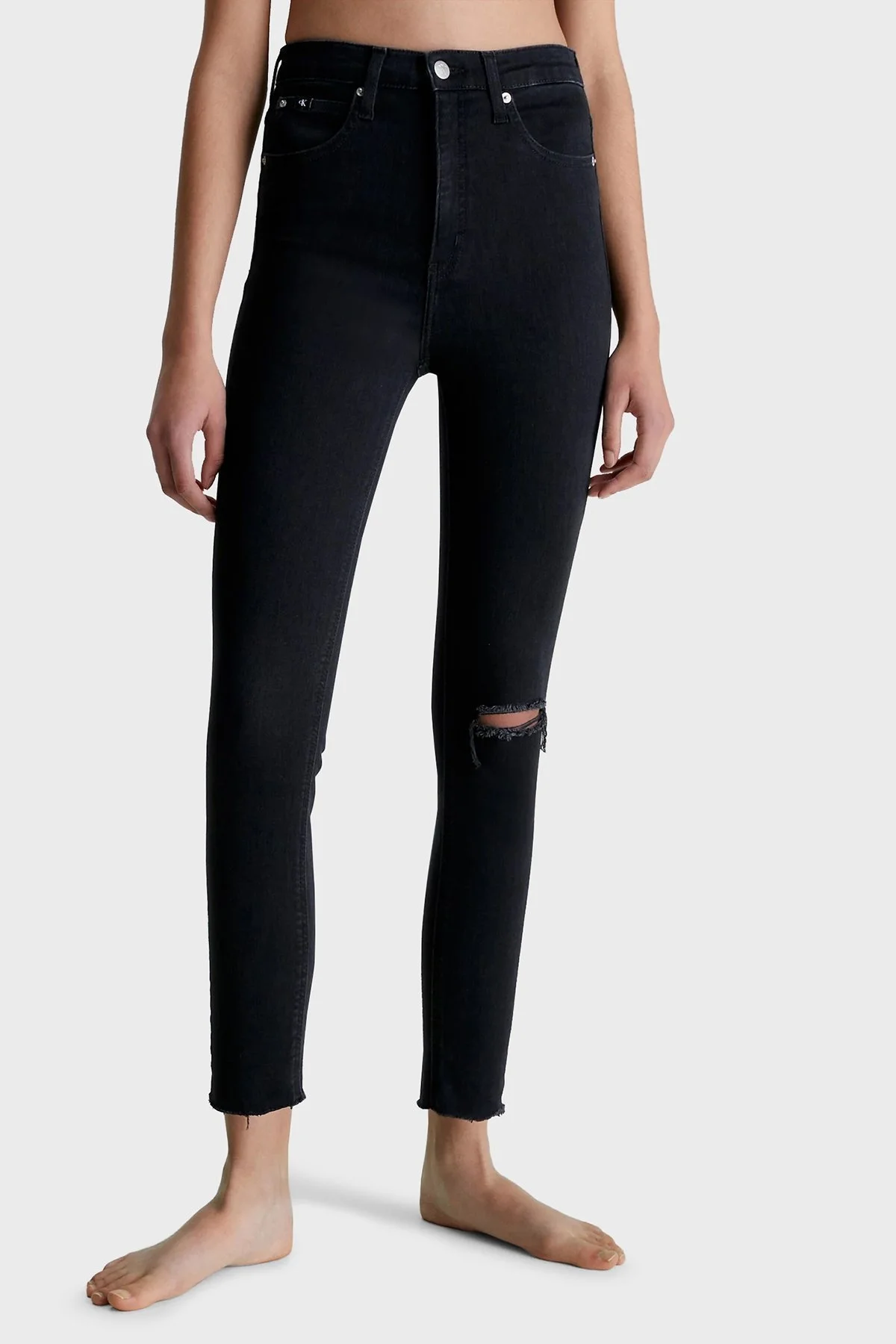 Calvin Klein Yüksek Bel Süper Skinny Streç Pamuklu Dar Paça Bilekte Jeans J20J2206161BY Bayan Kot Pantolon J20J220616 1BY SİYAH - 1