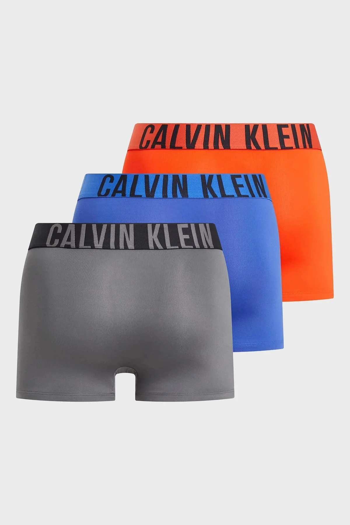 Calvin Klein Yumuşak Dokulu 3 Pack 000NB3775AMDI Erkek Boxer 000NB3775A MDI Gri-Mavi-Turuncu - 2