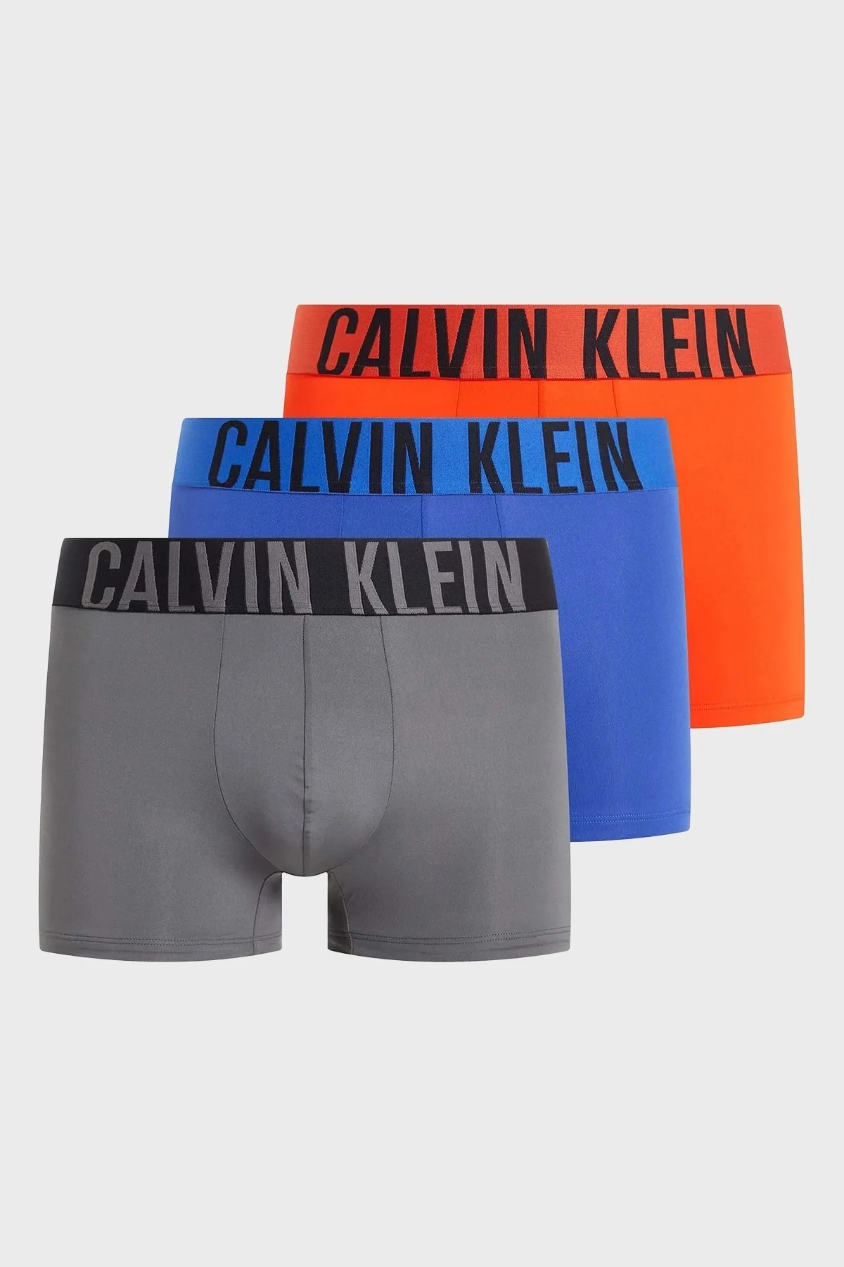 Calvin Klein Yumuşak Dokulu 3 Pack 000NB3775AMDI Erkek Boxer 000NB3775A MDI Gri-Mavi-Turuncu - 4