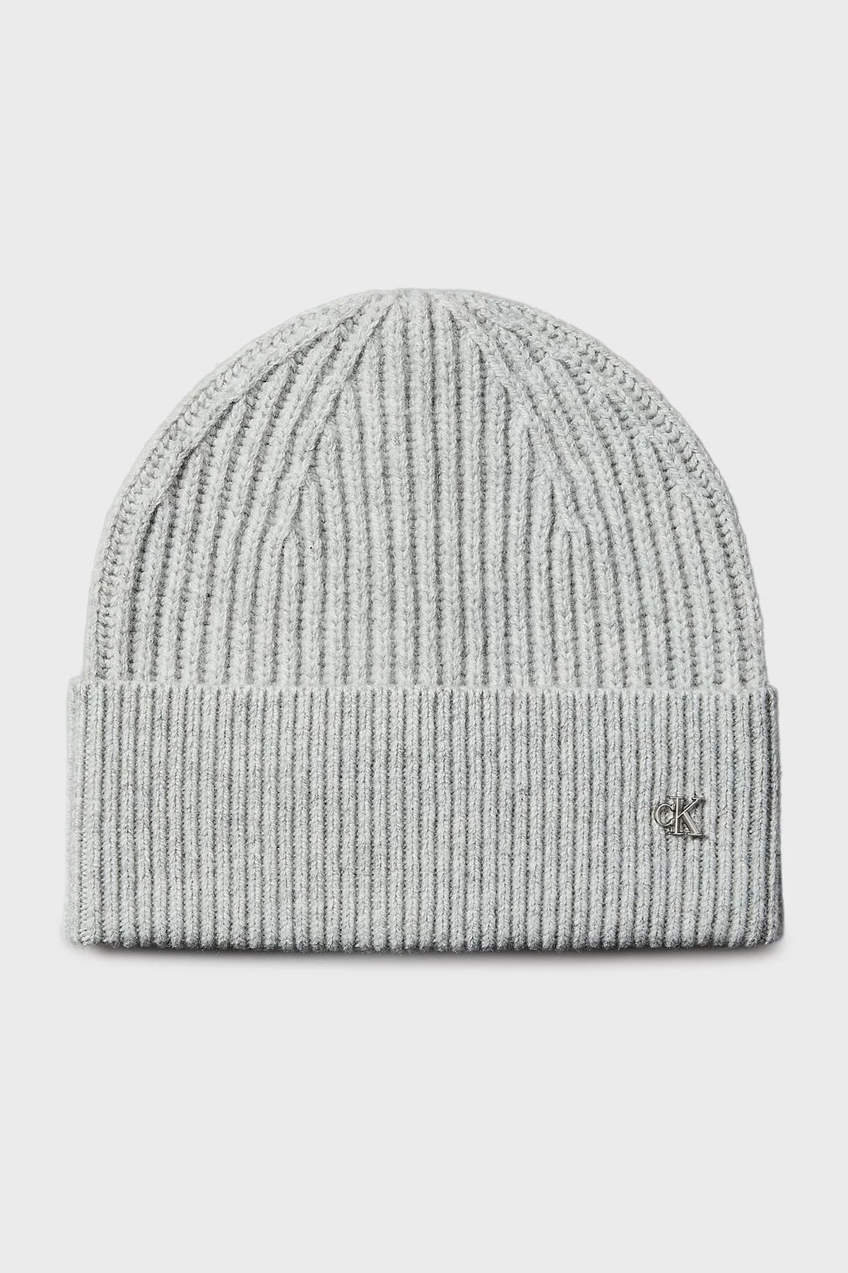 Calvin Klein Yün Karışımlı Logolu LV04D8032GP79 Erkek Bere LV04D8032G P79 GRİ - 1