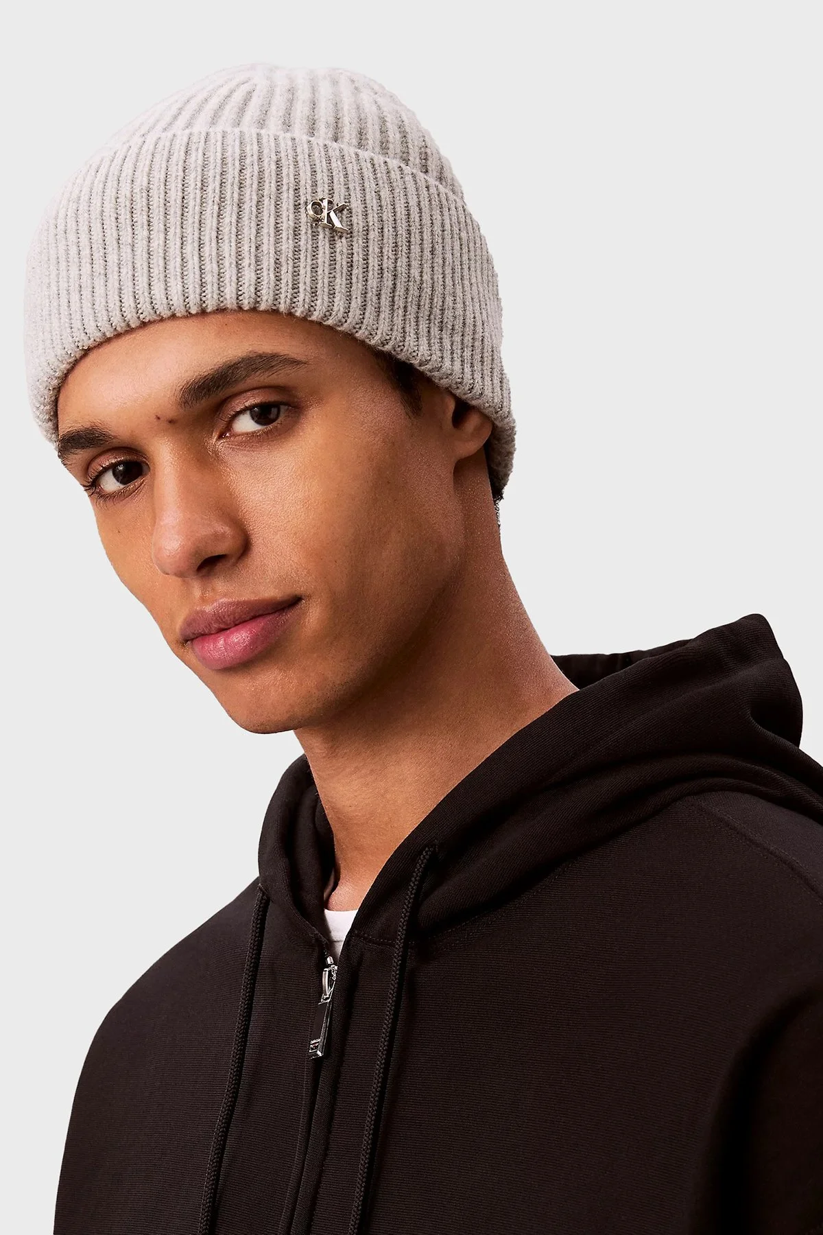 Calvin Klein Yün Karışımlı Logolu LV04D8032GP79 Erkek Bere LV04D8032G P79 GRİ - 2