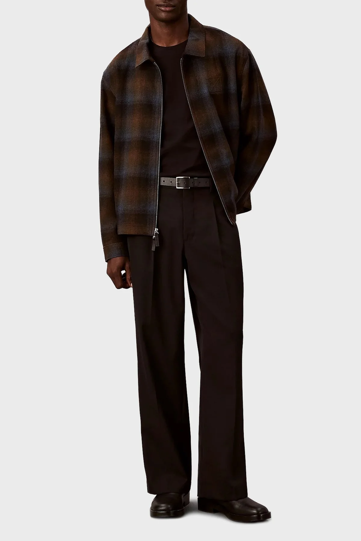 Calvin Klein Yün Karışımlı Regular Fit Kareli Fermuarlı LV04LD425G041 Erkek Ceket LV04LD425G 041 LACİVERT - 2