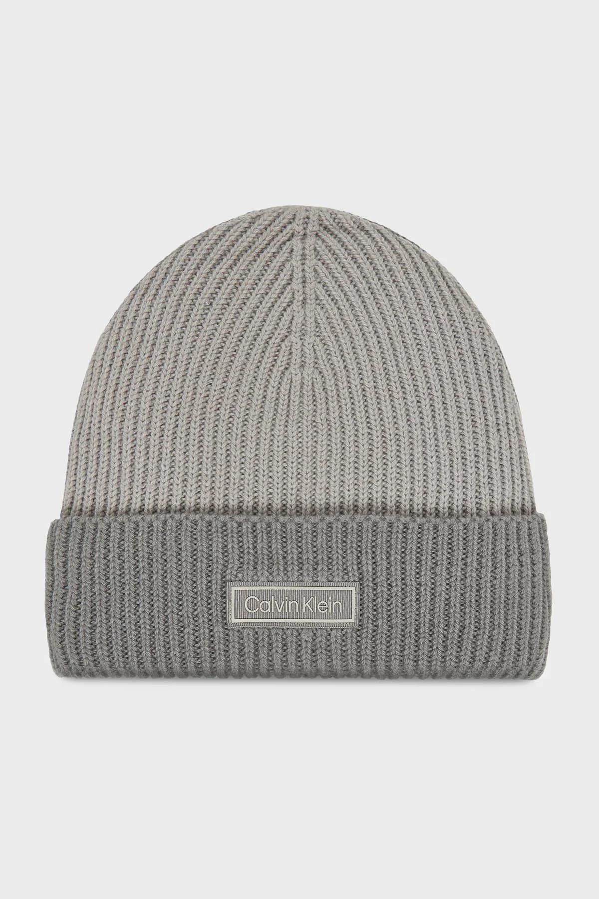 Calvin Klein Yün ve Kaşmir Karışımlı Logolu LV04D8029GQBW Erkek Bere LV04D8029G QBW GRİ - 1