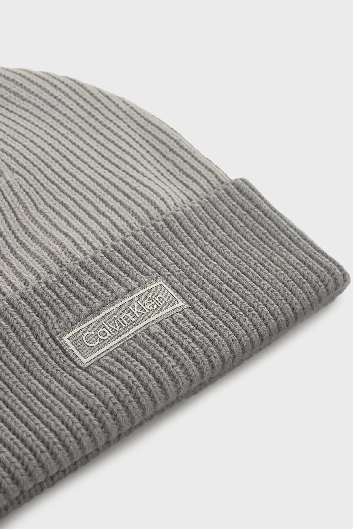 Calvin Klein Yün ve Kaşmir Karışımlı Logolu LV04D8029GQBW Erkek Bere LV04D8029G QBW GRİ - 2