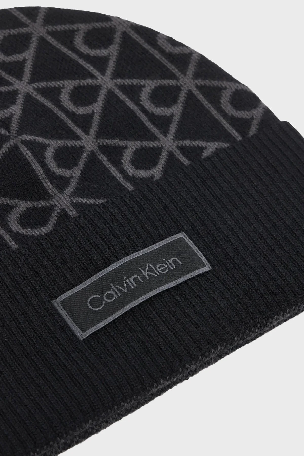 Calvin Klein Yün ve Kaşmir Karışımlı Logolu LV04D8106GUB1 Erkek Bere LV04D8106G UB1 Siyah - 3