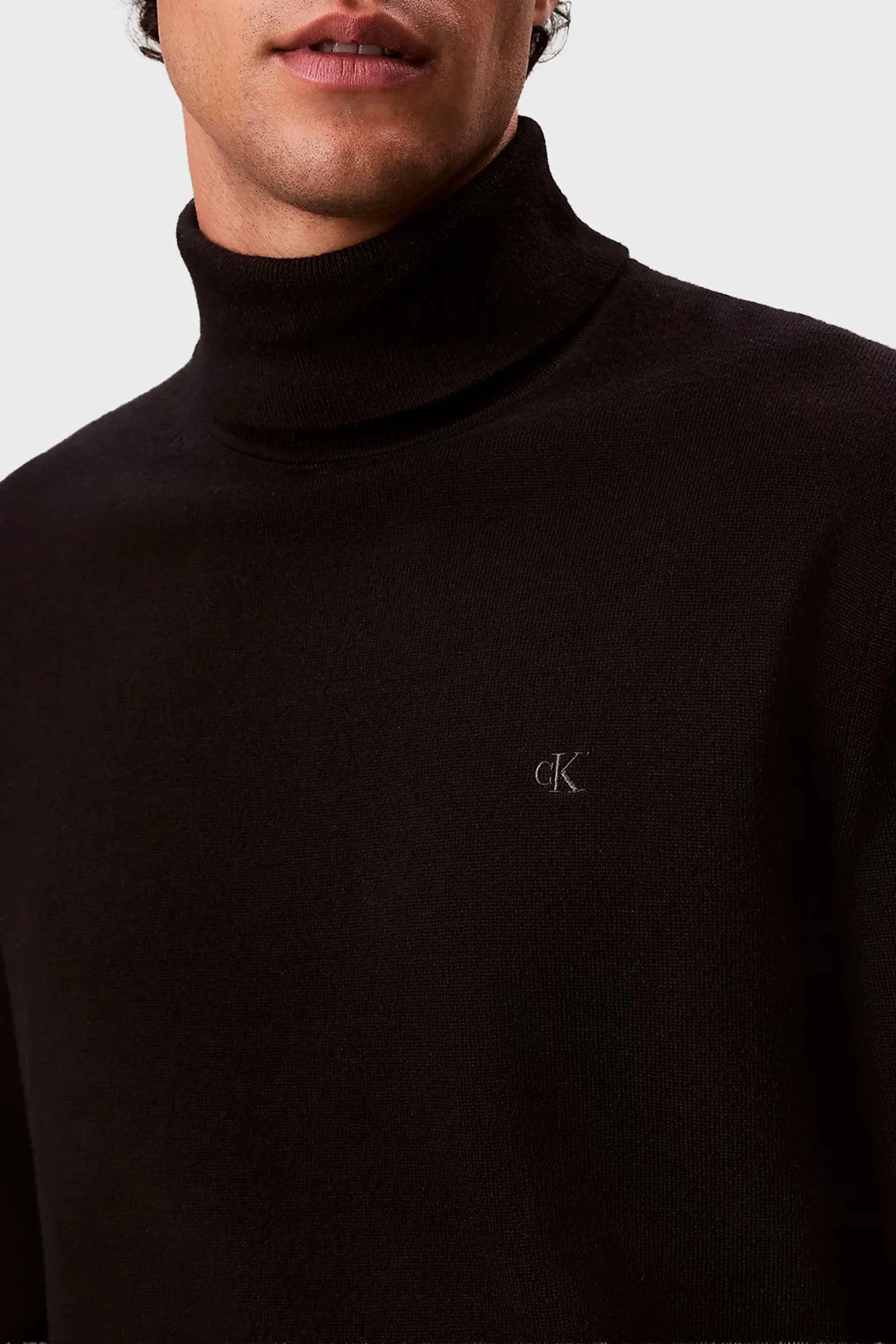 Calvin Klein Yünlü Regular Fit Balıkçı Yaka Logolu LV04LD317GUB1 Erkek Kazak LV04LD317G UB1 SİYAH - 4