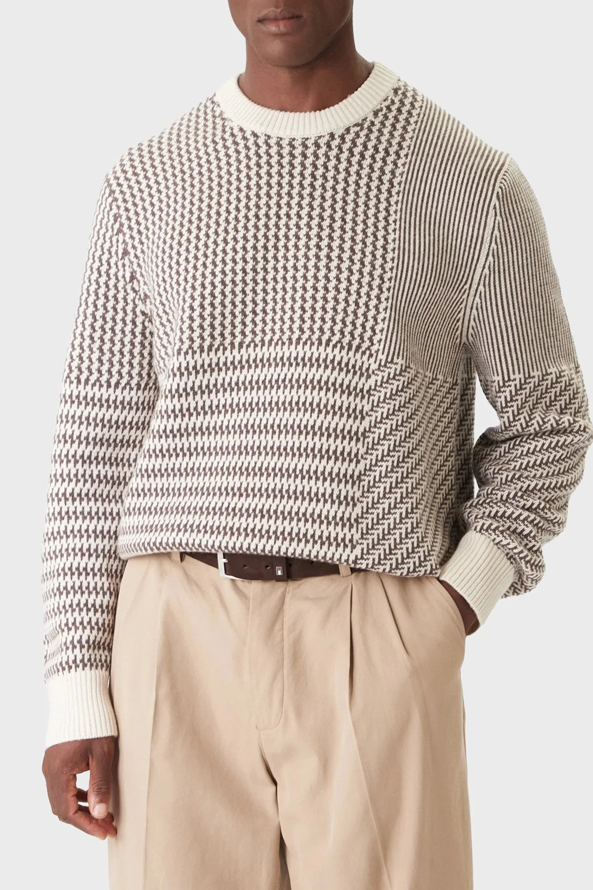 Calvin Klein Yünlü Regular Fit Bisiklet Yaka Örme LV04LD306GGPF Erkek Kazak LV04LD306G GPF KAHVE - 1