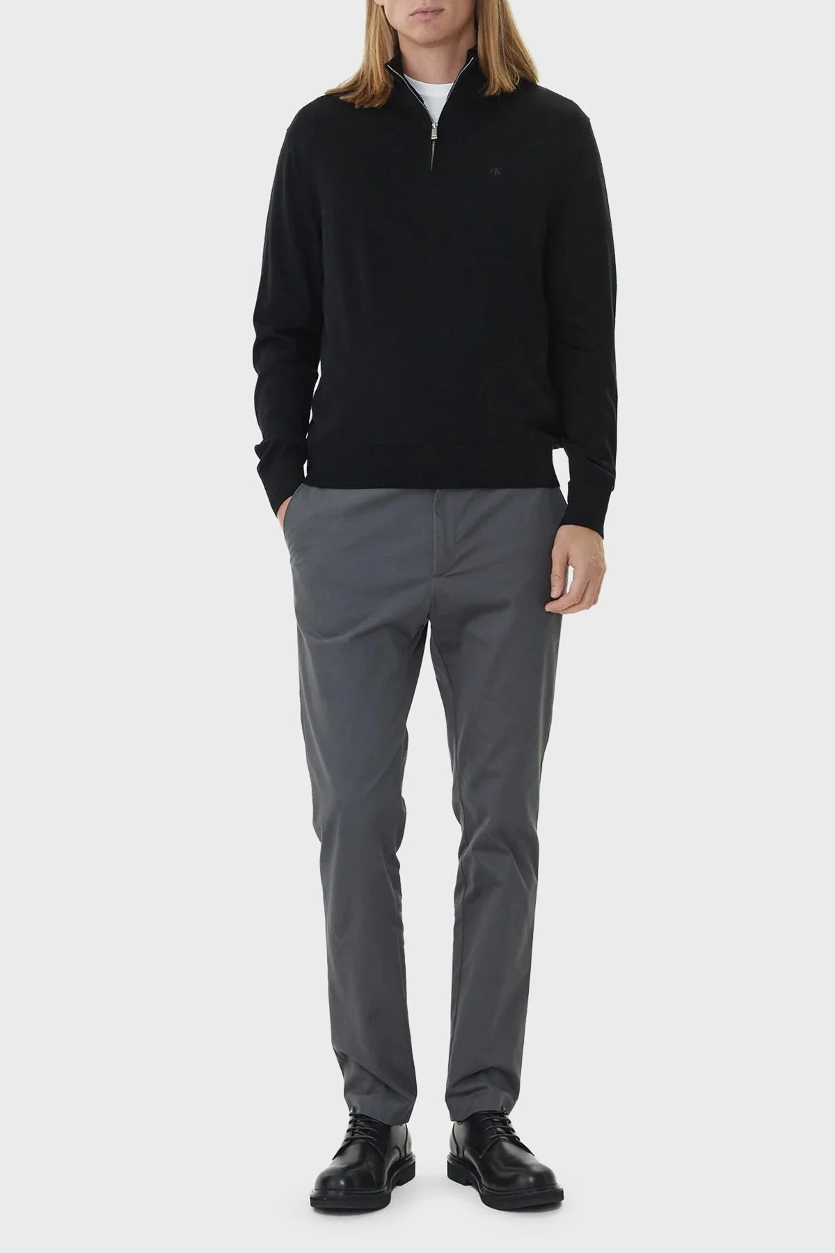 Calvin Klein Yünlü Regular Fit Yarım Fermuarlı Dik Yaka LV04LD318GUB1 Erkek Kazak LV04LD318G UB1 SİYAH - 2