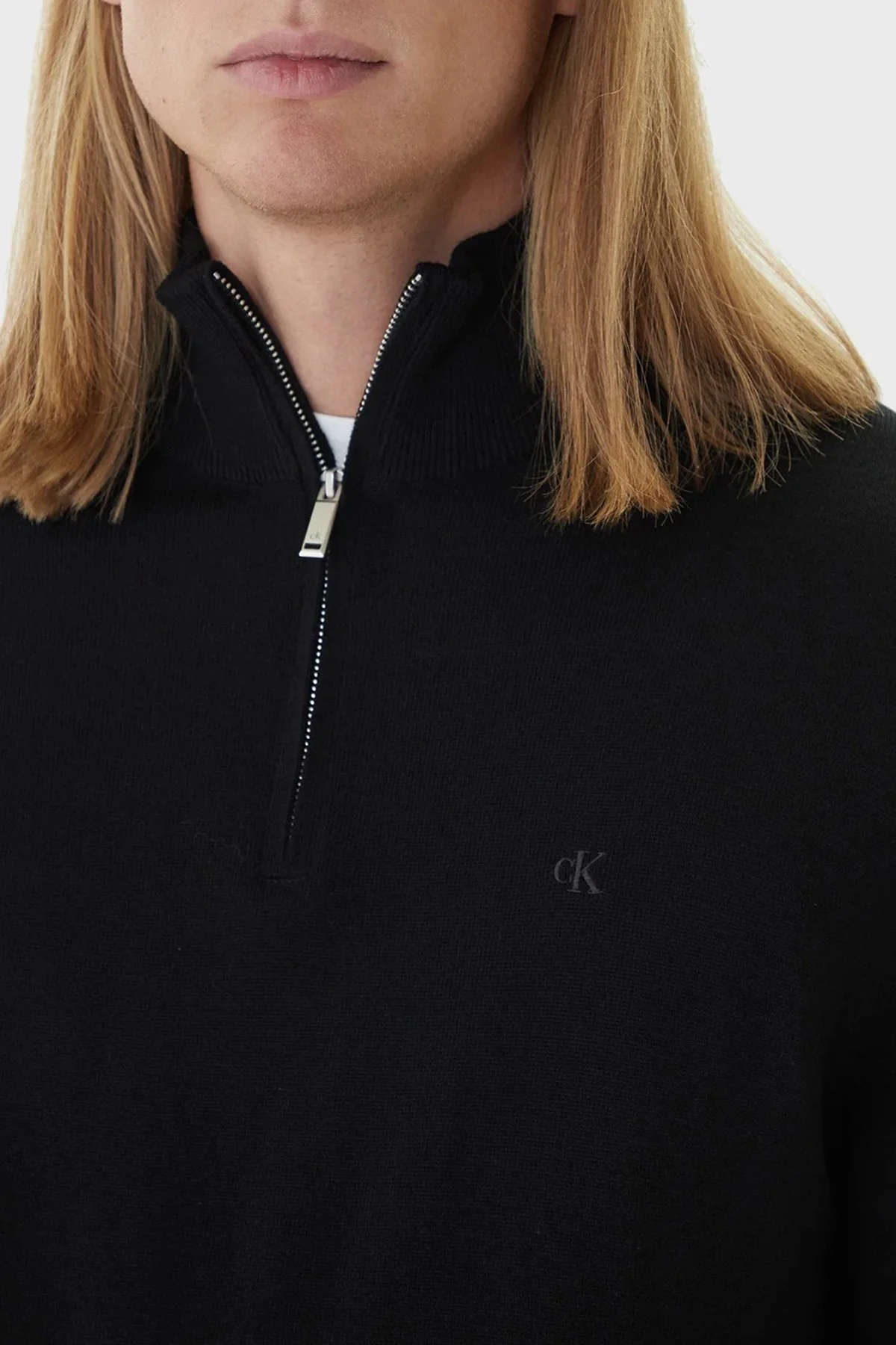 Calvin Klein Yünlü Regular Fit Yarım Fermuarlı Dik Yaka LV04LD318GUB1 Erkek Kazak LV04LD318G UB1 SİYAH - 4