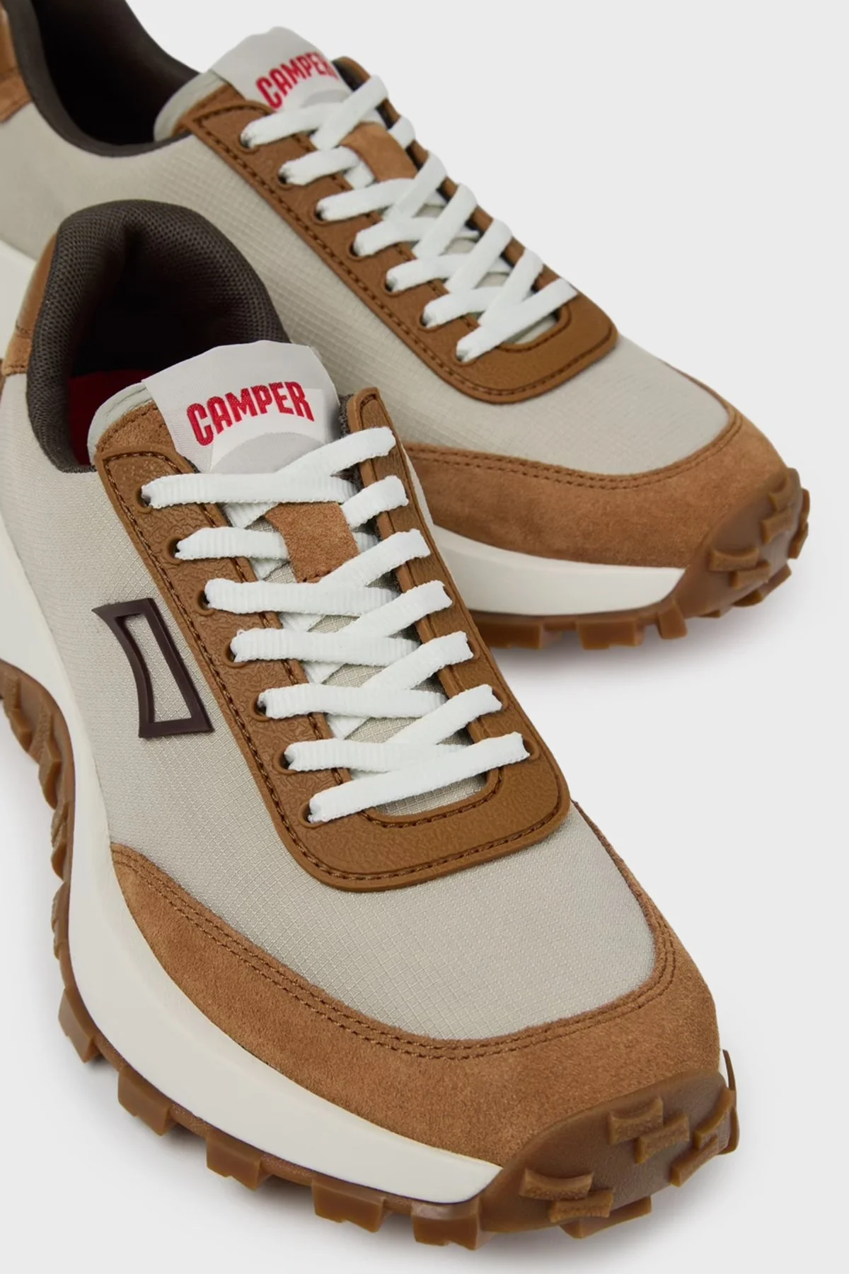 Camper Deri Karışım Logolu Sneaker Bayan Ayakkabı K201462-050 AÇIK GRİ - 5