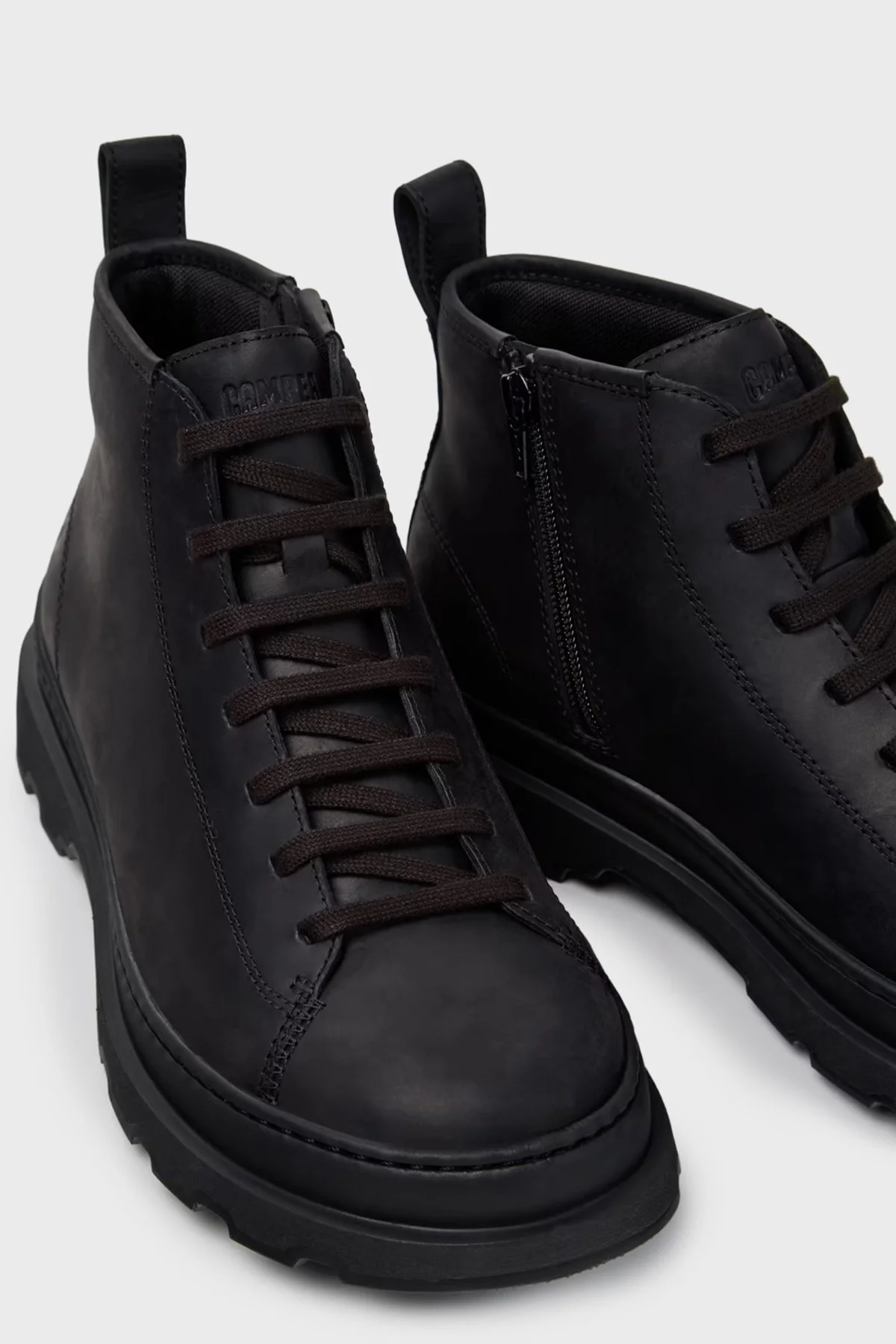 Camper Hakiki Deri Bağcıklı ve Fermuarlı Erkek Bot K300535-001 SİYAH - 4