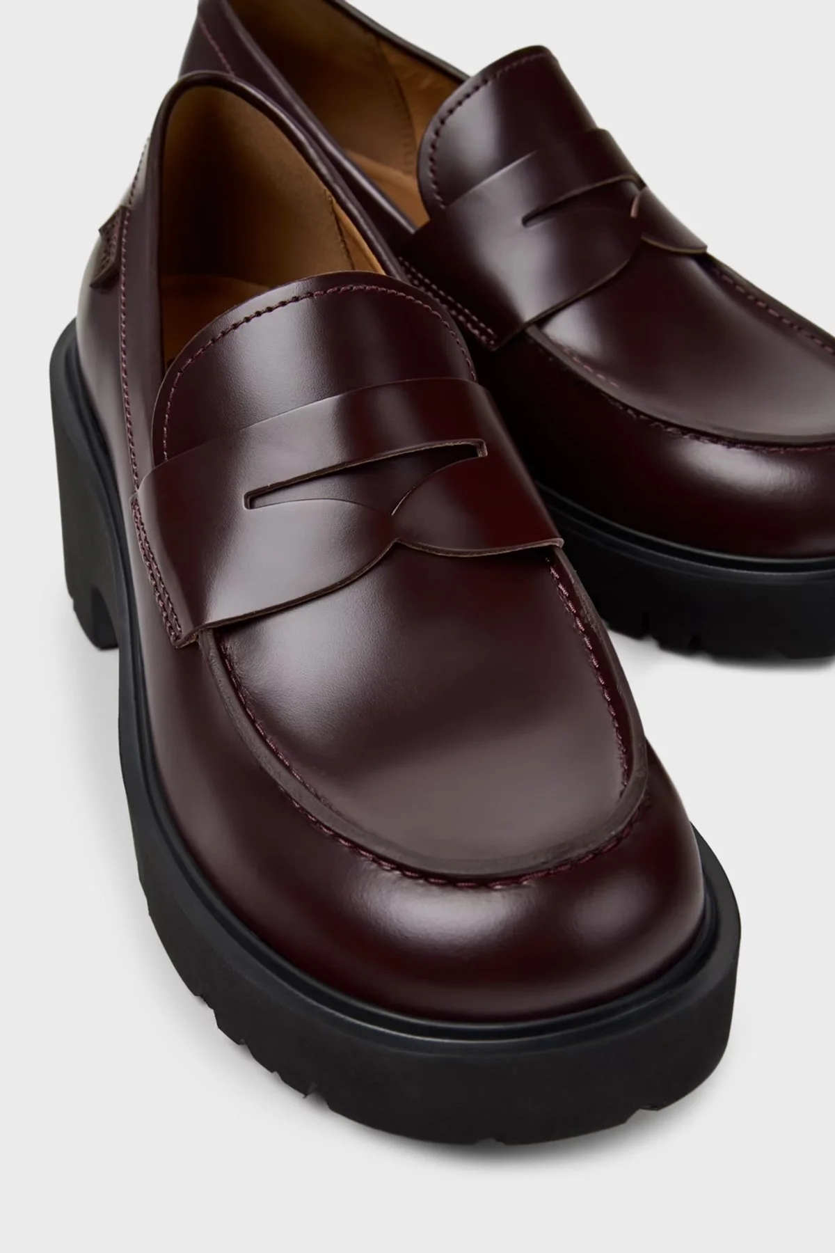Camper Hakiki Deri Kemer Detaylı Bayan Ayakkabı K201425-030 BORDO - 5