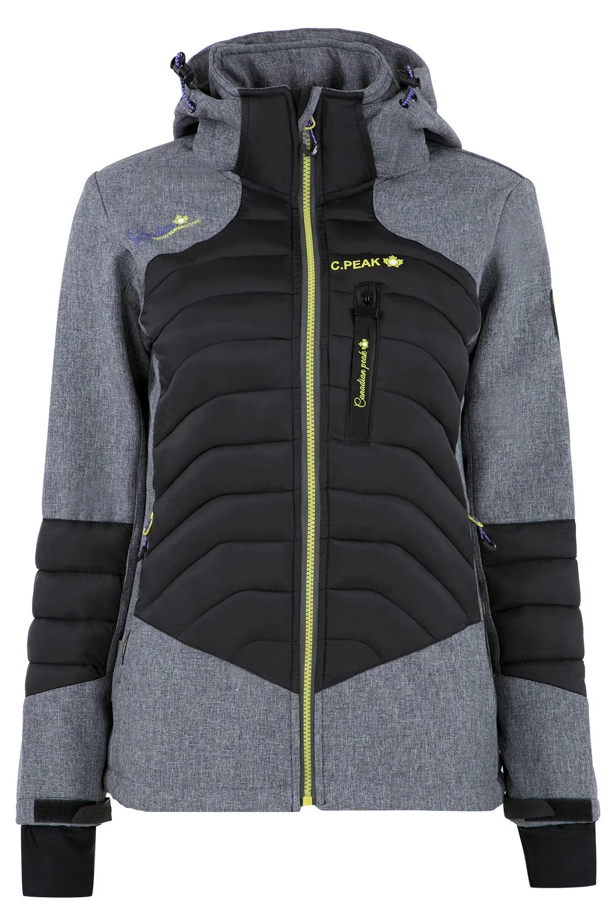 Canadian Peak Çıkarılabilir Kapüşonlu Suya Dayanıklı Outdoor Bayan Mont TENAS GRİ-SİYAH - 1