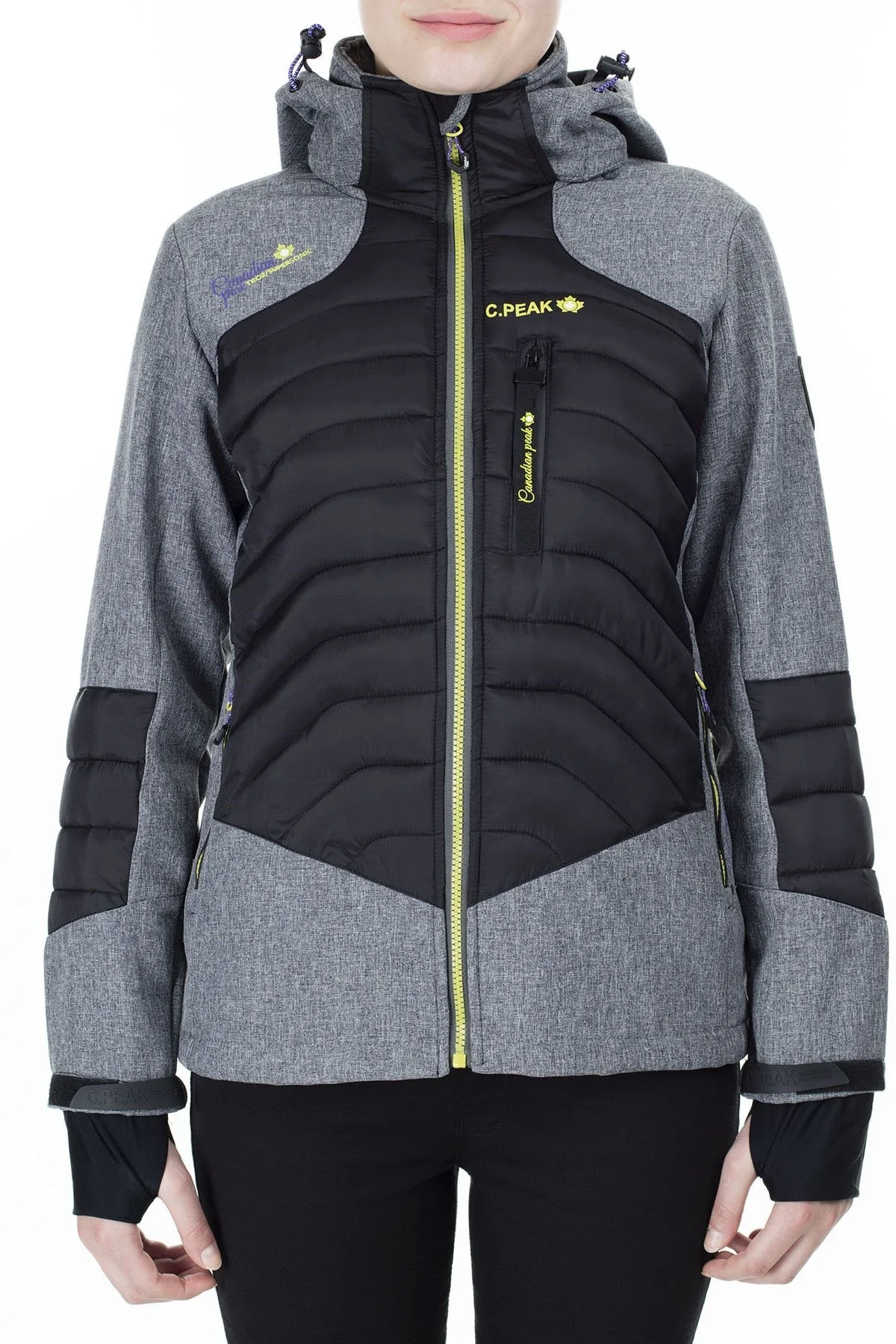 Canadian Peak Çıkarılabilir Kapüşonlu Suya Dayanıklı Outdoor Bayan Mont TENAS GRİ-SİYAH - 2