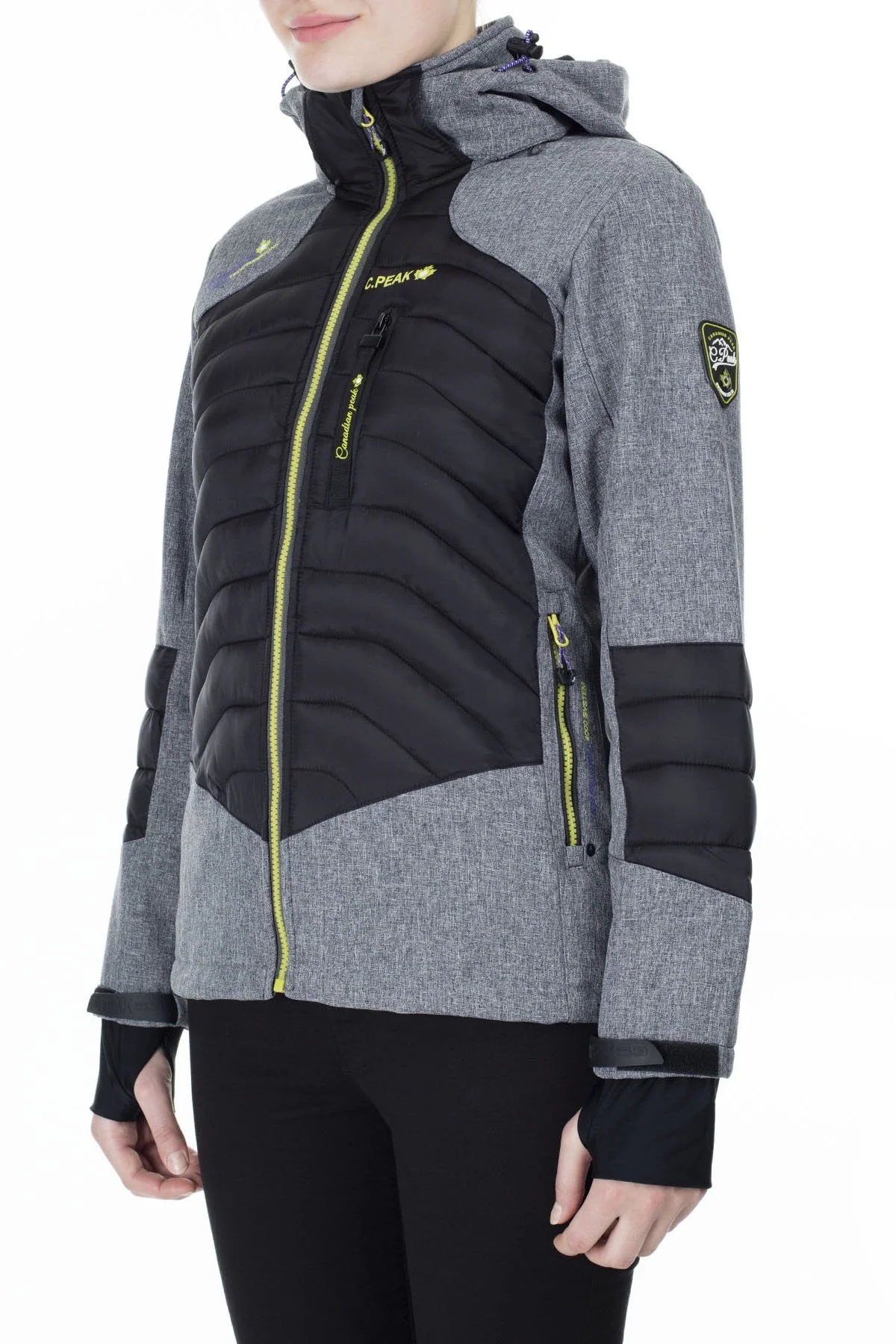 Canadian Peak Çıkarılabilir Kapüşonlu Suya Dayanıklı Outdoor Bayan Mont TENAS GRİ-SİYAH - 4