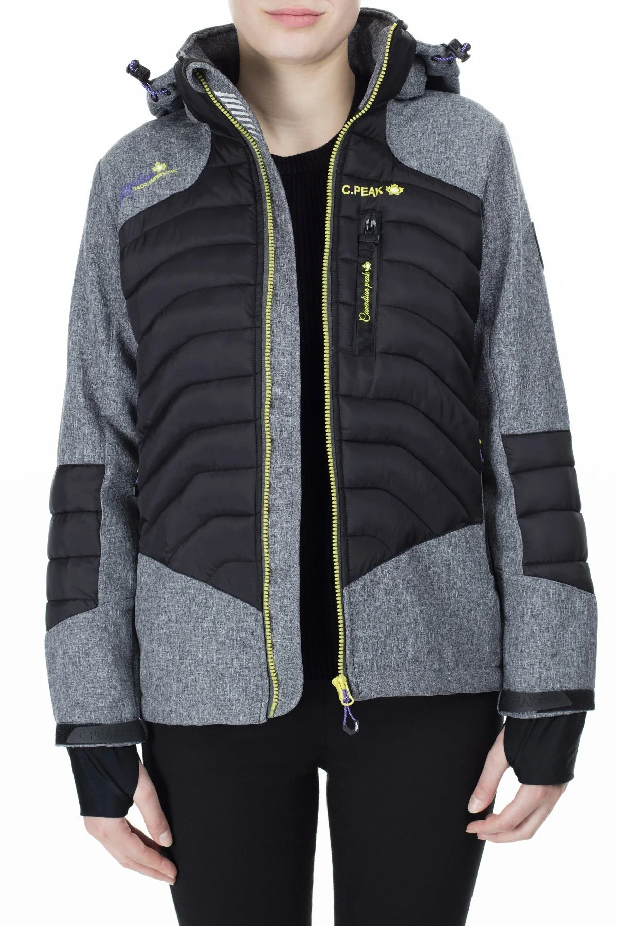 Canadian Peak Çıkarılabilir Kapüşonlu Suya Dayanıklı Outdoor Bayan Mont TENAS GRİ-SİYAH - 5