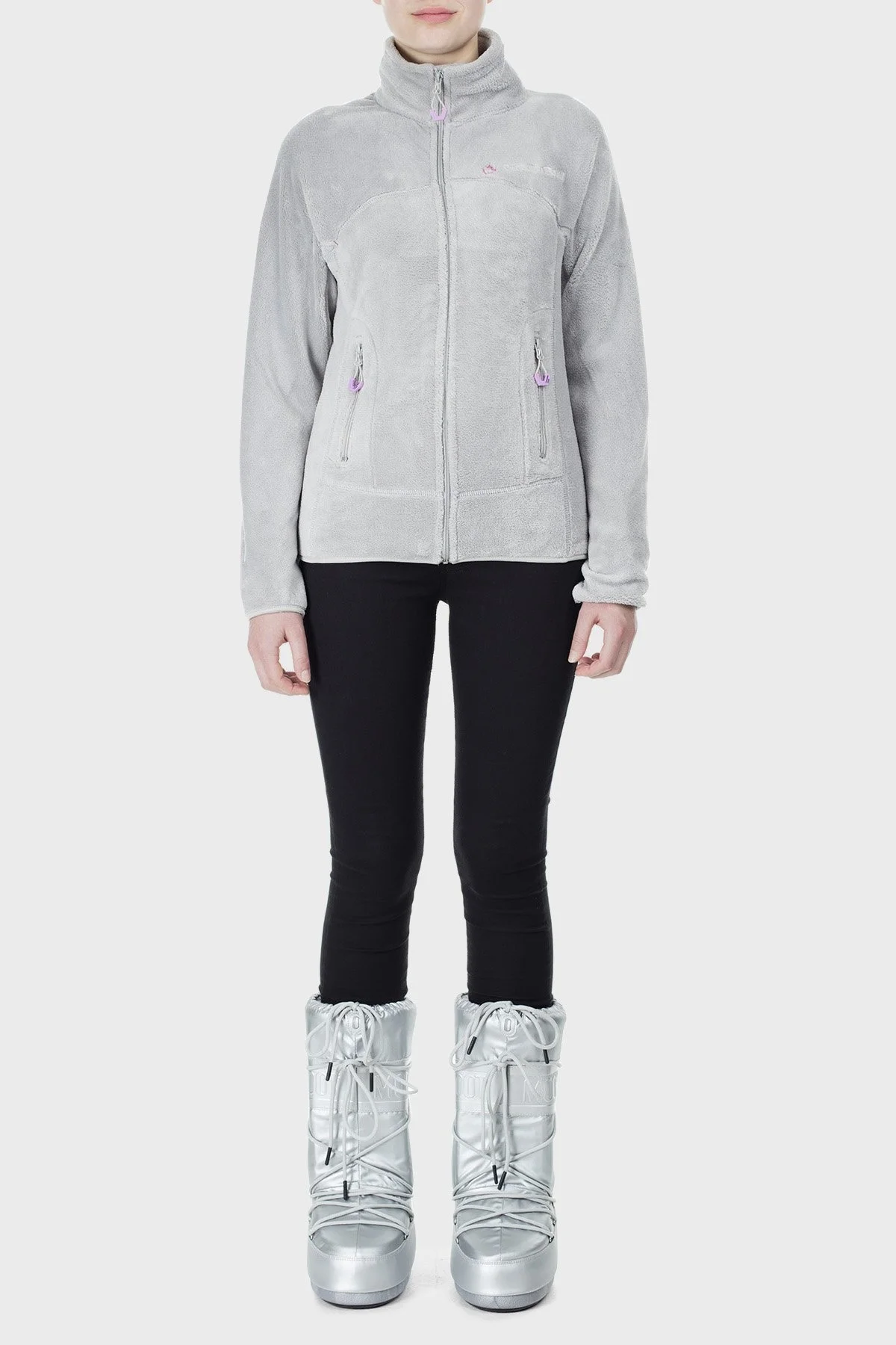 Canadian Peak Yumuşak Dokulu Fermuarlı Outdoor Bayan Polar UDILAS AÇIK GRİ - 5