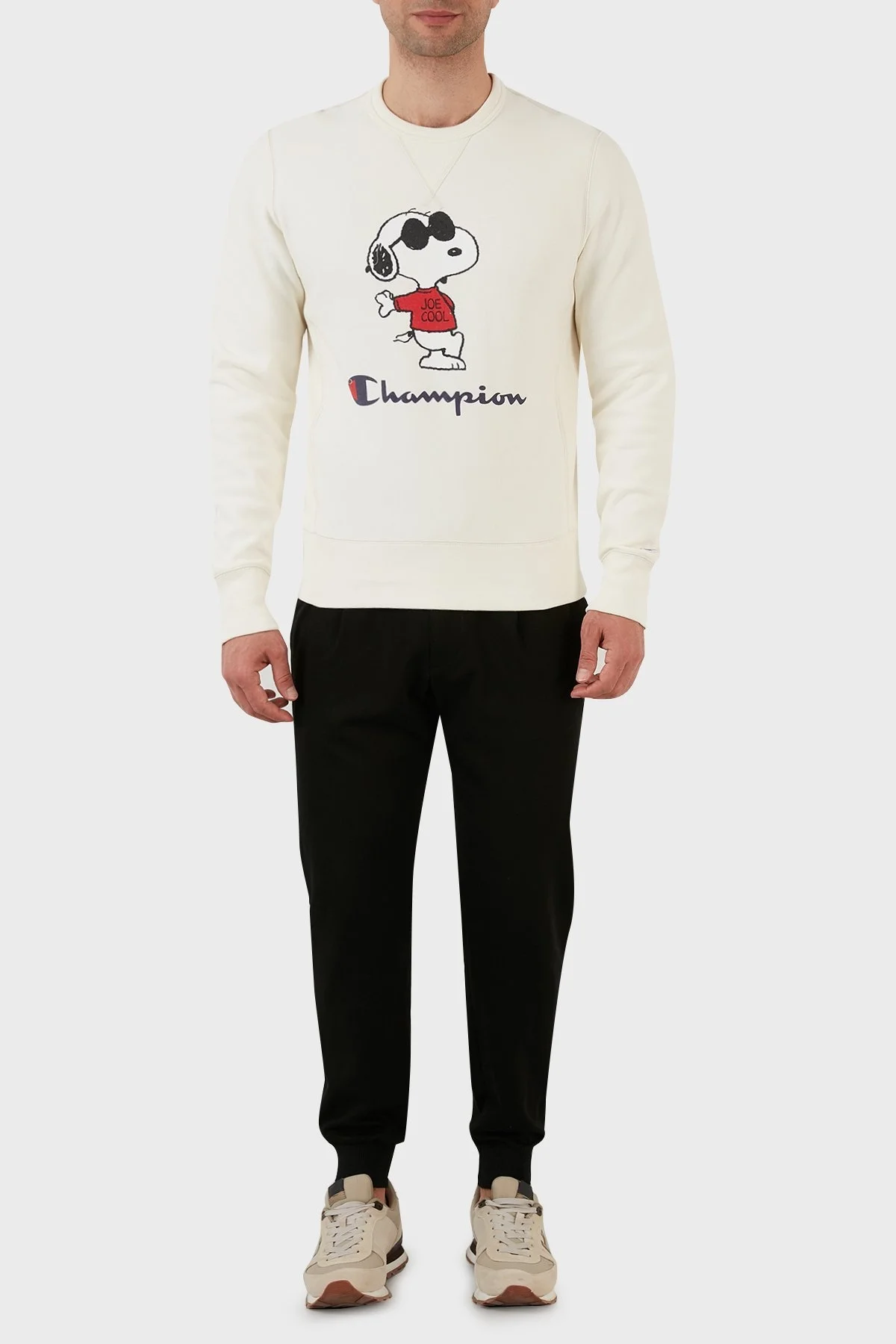 Champion Baskılı Regular Fit Bisiklet Yaka % 100 Pamuk Erkek Sweat 217798 ALAB ASTER BEJ - 5