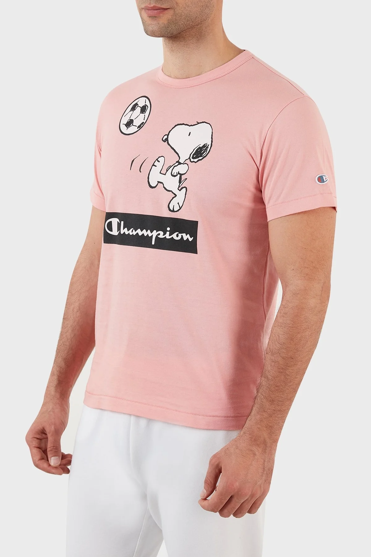 Champion Baskılı Regular Fit Bisiklet Yaka % 100 Pamuk Erkek T Shirt 217808 CORAL PINK PUDRA - 3