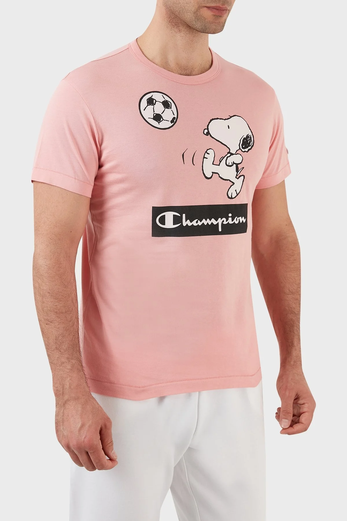 Champion Baskılı Regular Fit Bisiklet Yaka % 100 Pamuk Erkek T Shirt 217808 CORAL PINK PUDRA - 4