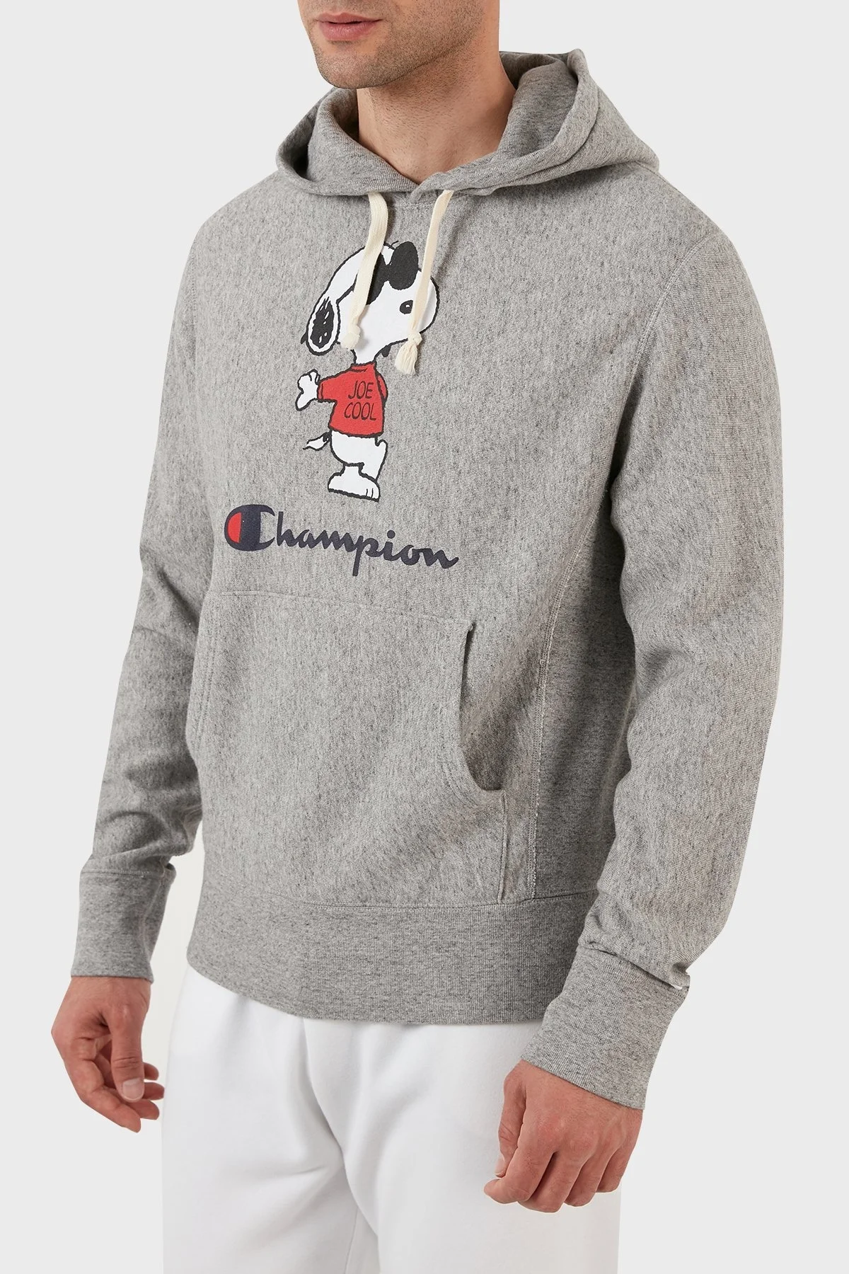 Champion Baskılı Regular Fit Kapüşonlu Kanguru Cepli % 100 Pamuk Erkek Sweat 217799 ANTIQUE GREY MIX GRİ - 3