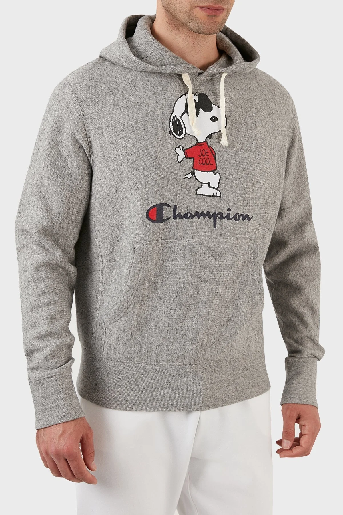 Champion Baskılı Regular Fit Kapüşonlu Kanguru Cepli % 100 Pamuk Erkek Sweat 217799 ANTIQUE GREY MIX GRİ - 4